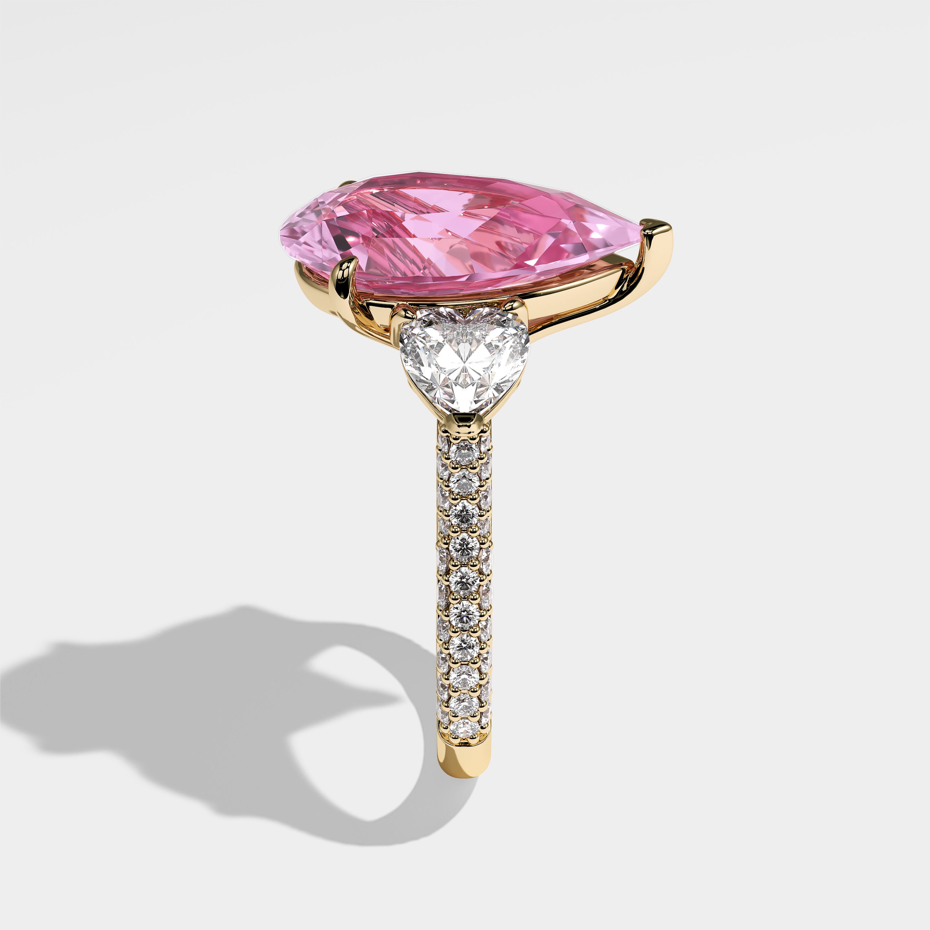 Sabah Diamond Pink Pear Engagement Ring 18K Yellow Gold 6.00ct