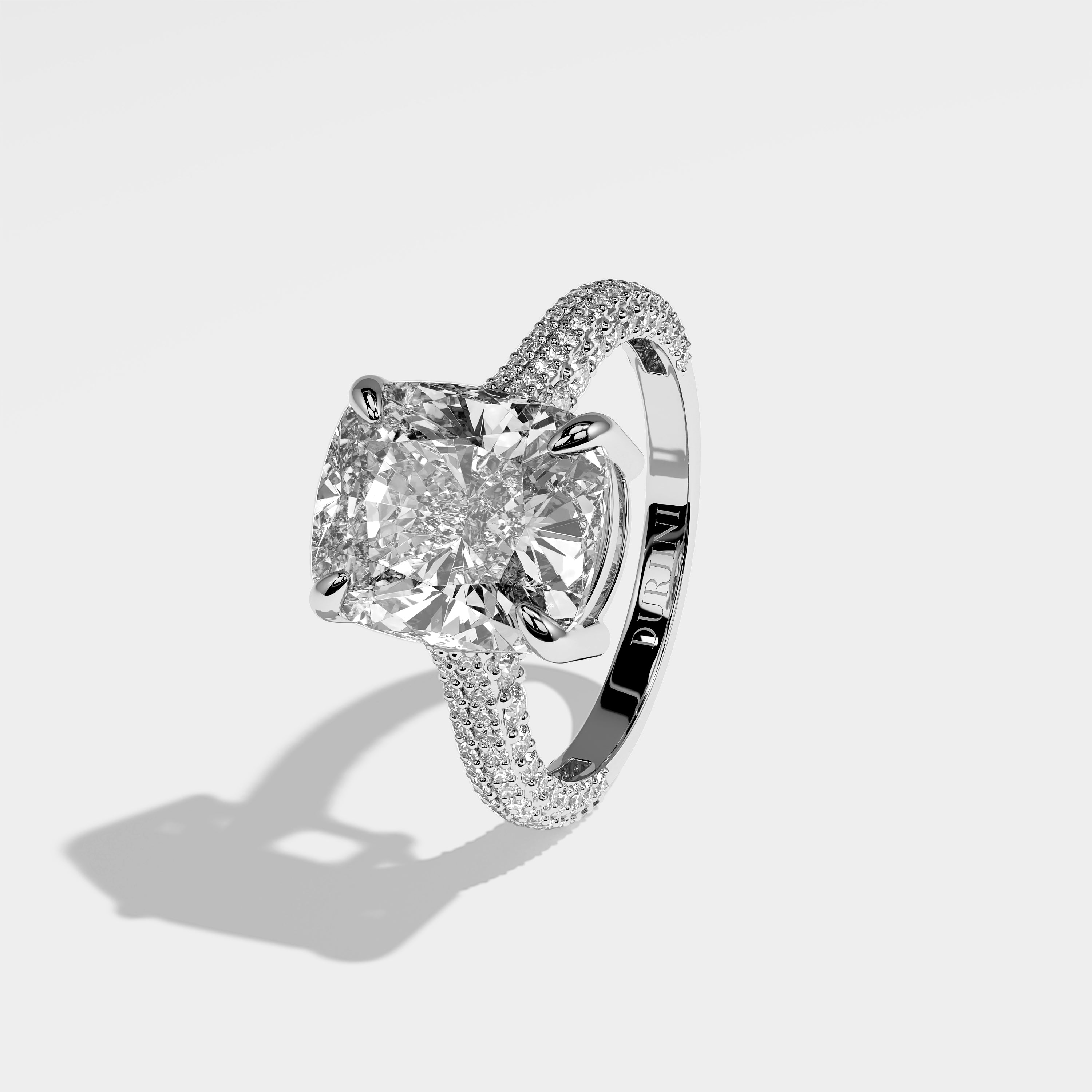 Izzy Diamond Cushion Engagement Ring 18K White Gold 8.00ct