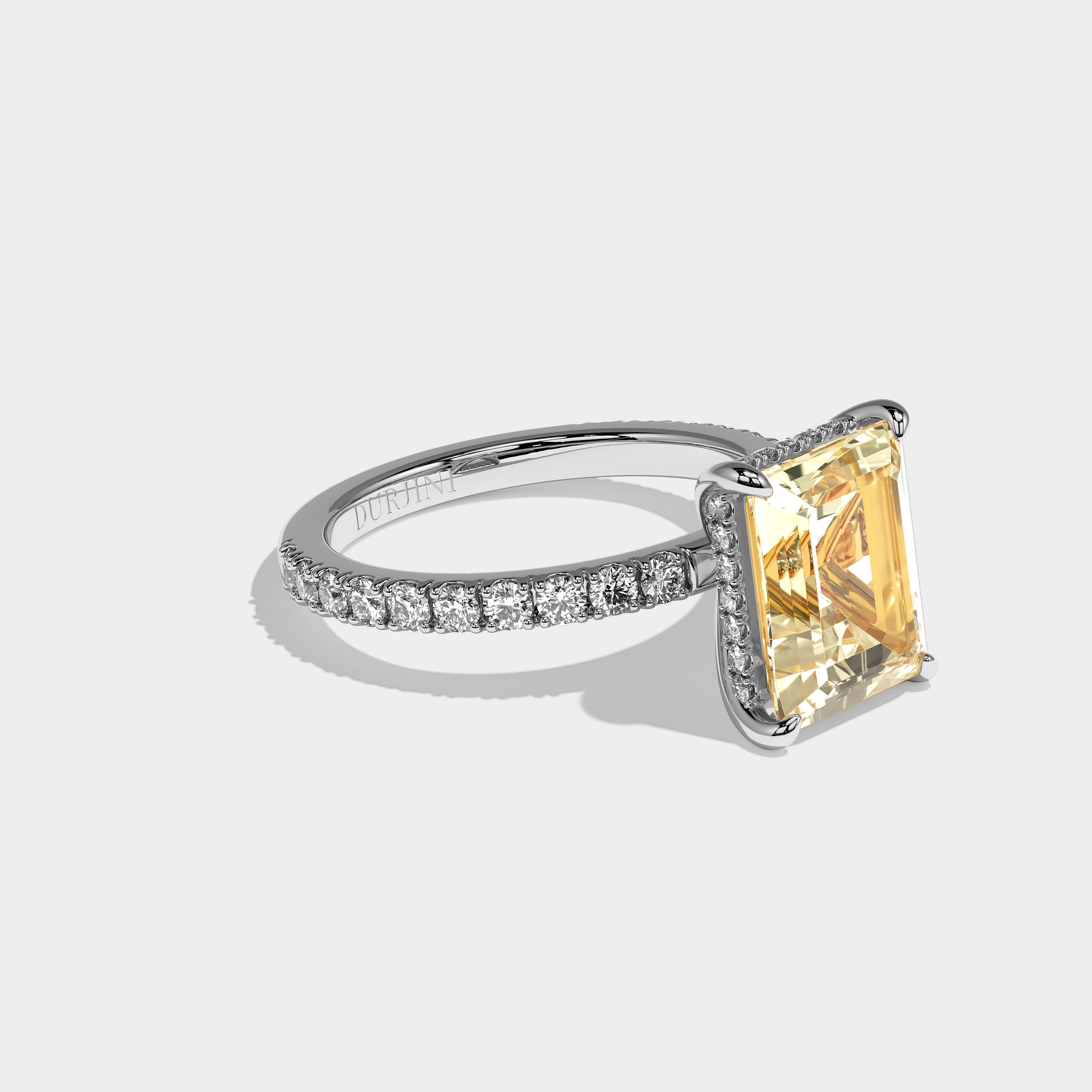 Beth Diamond Yellow Emerald Engagement Ring 18K White Gold 4.50ct