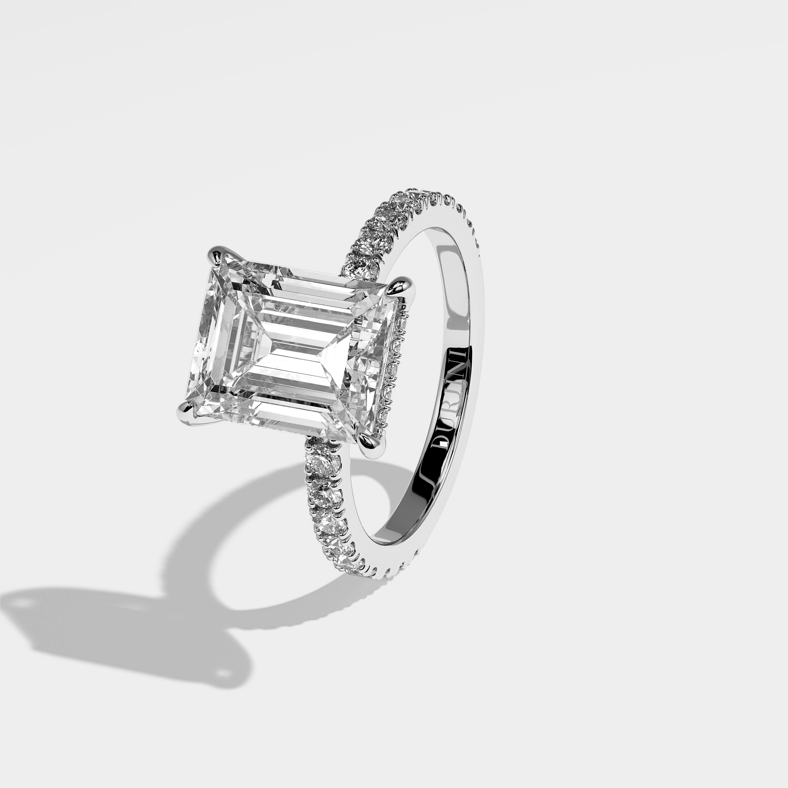 Harriet Diamond Emerald Halo Engagement Ring 18K White Gold 5.20ct
