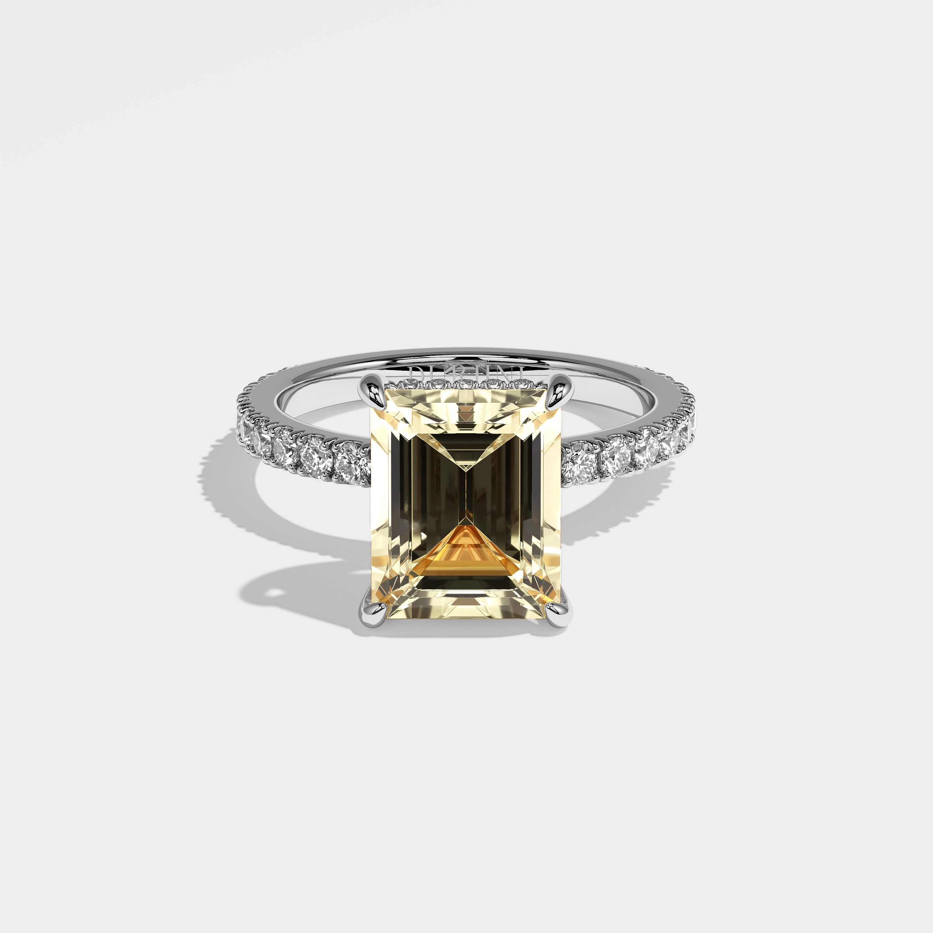 Beth Diamond Yellow Emerald Engagement Ring 18K White Gold 4.50ct