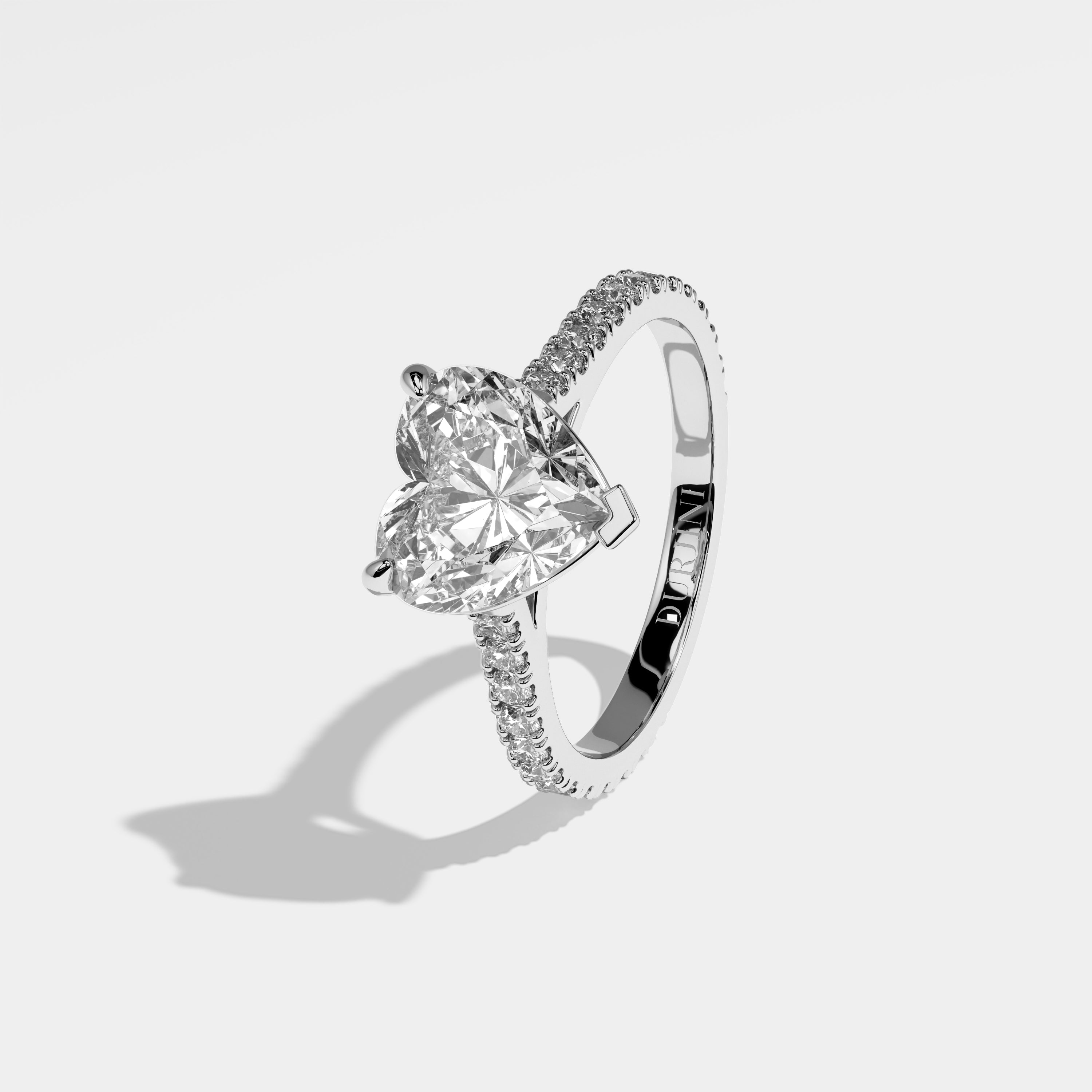 Misha Diamond Heart Engagement Ring 18K White Gold 4.00ct