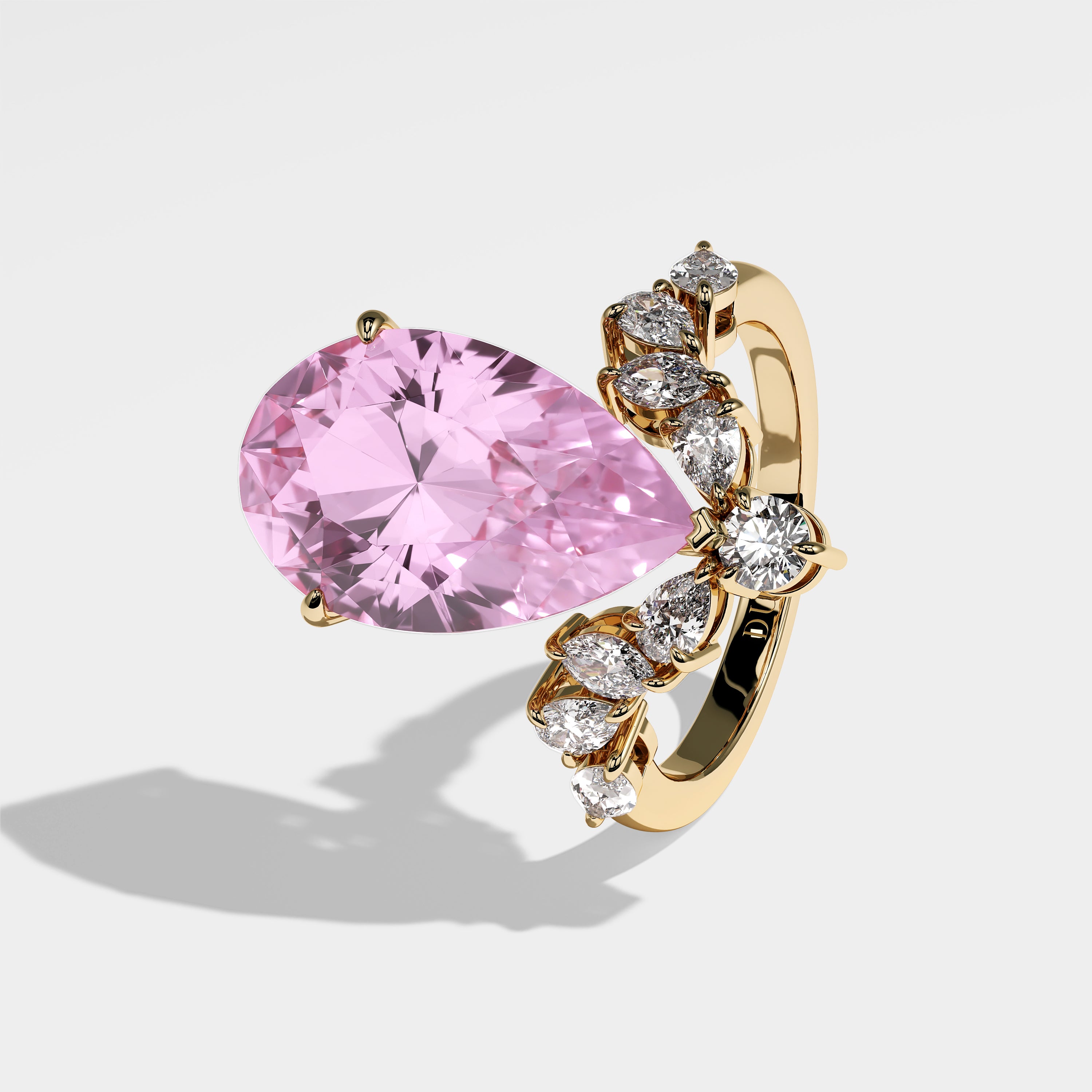 Prayer Diamond Pink Pear Halo Engagement Ring 18K Yellow Gold 13.00ct