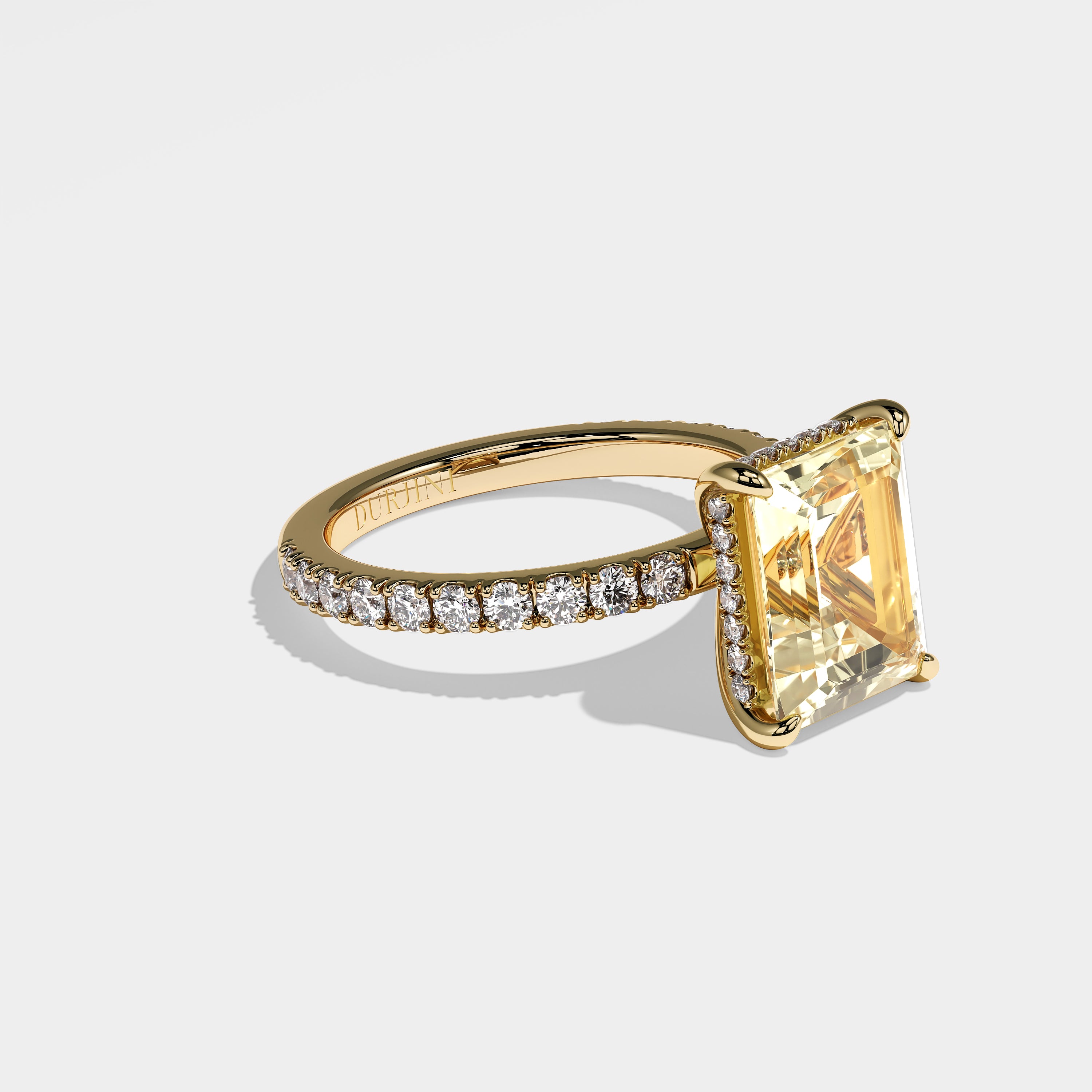 Macy Diamond Yellow Emerald Engagement Ring 18K Yellow Gold 4.50ct