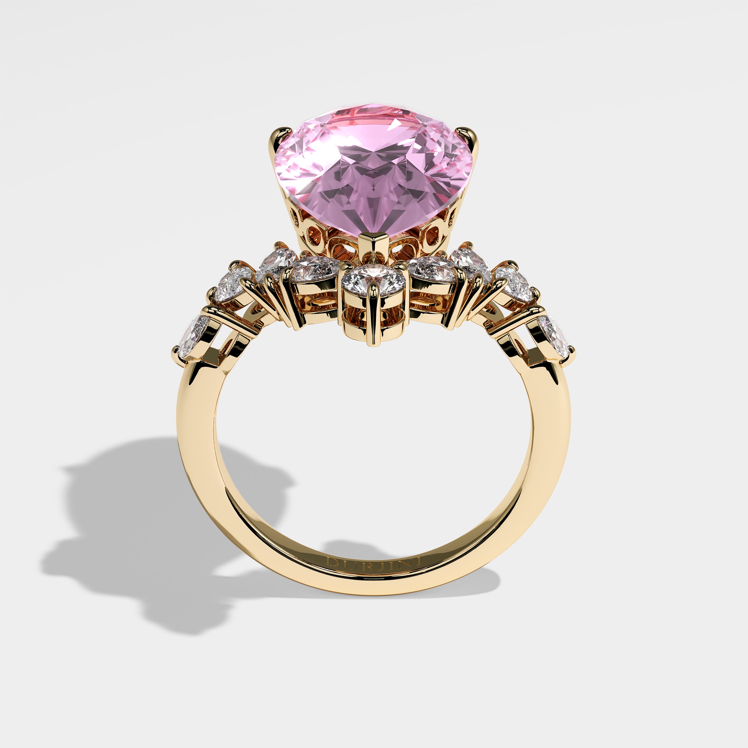 Prayer Diamond Pink Pear Halo Engagement Ring 18K Yellow Gold 13.00ct