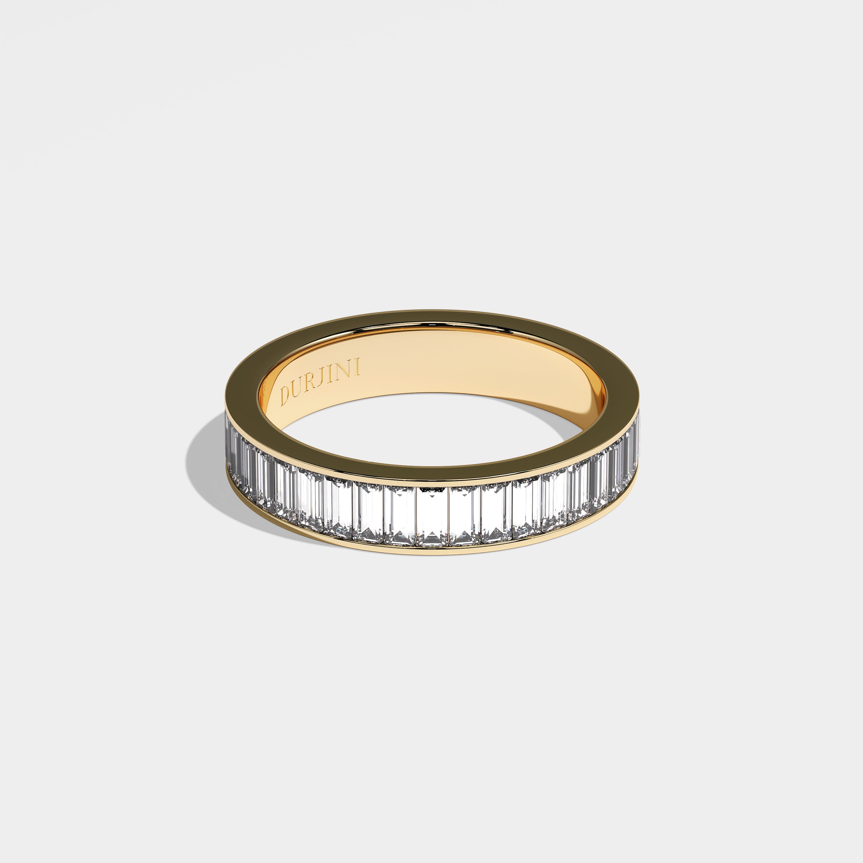 Alexander baguette diamond engagement ring in 18K yellow gold by Kurbãni Durjini, right side view