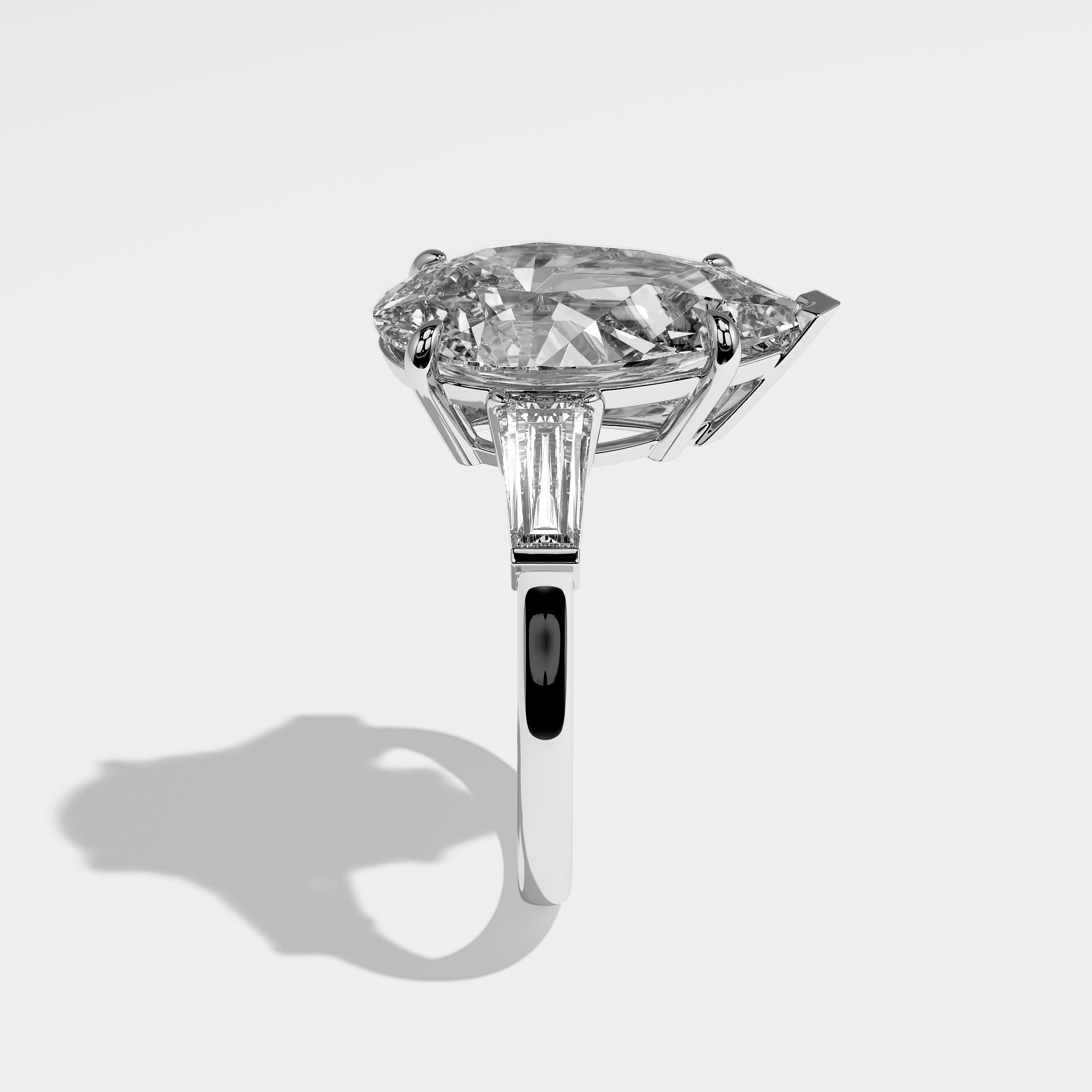 Emma Diamond Pear Engagement Ring 18K White Gold 5.30ct