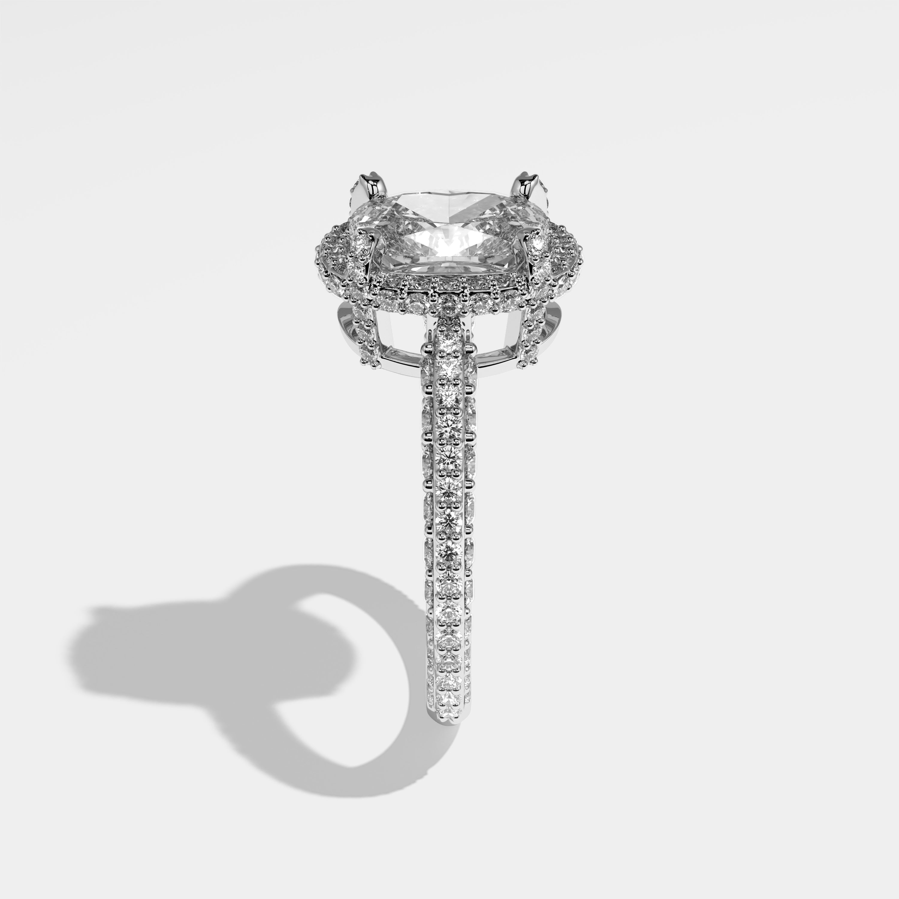 Riley Diamond Oval Halo Engagement Ring 18K White Gold 4.30ct