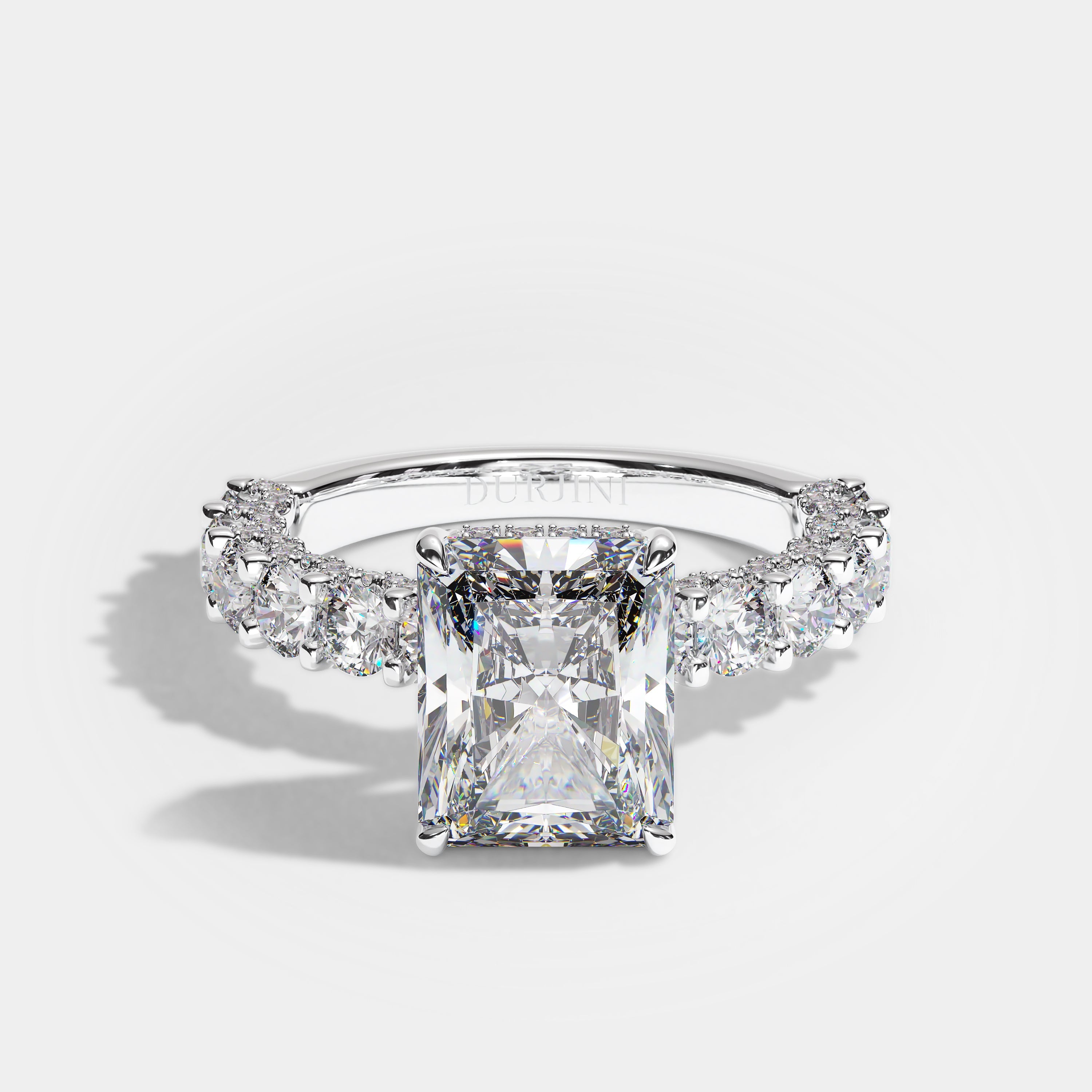 Diana Diamond Radiant Halo Engagement Ring 18K White Gold 7.00ct