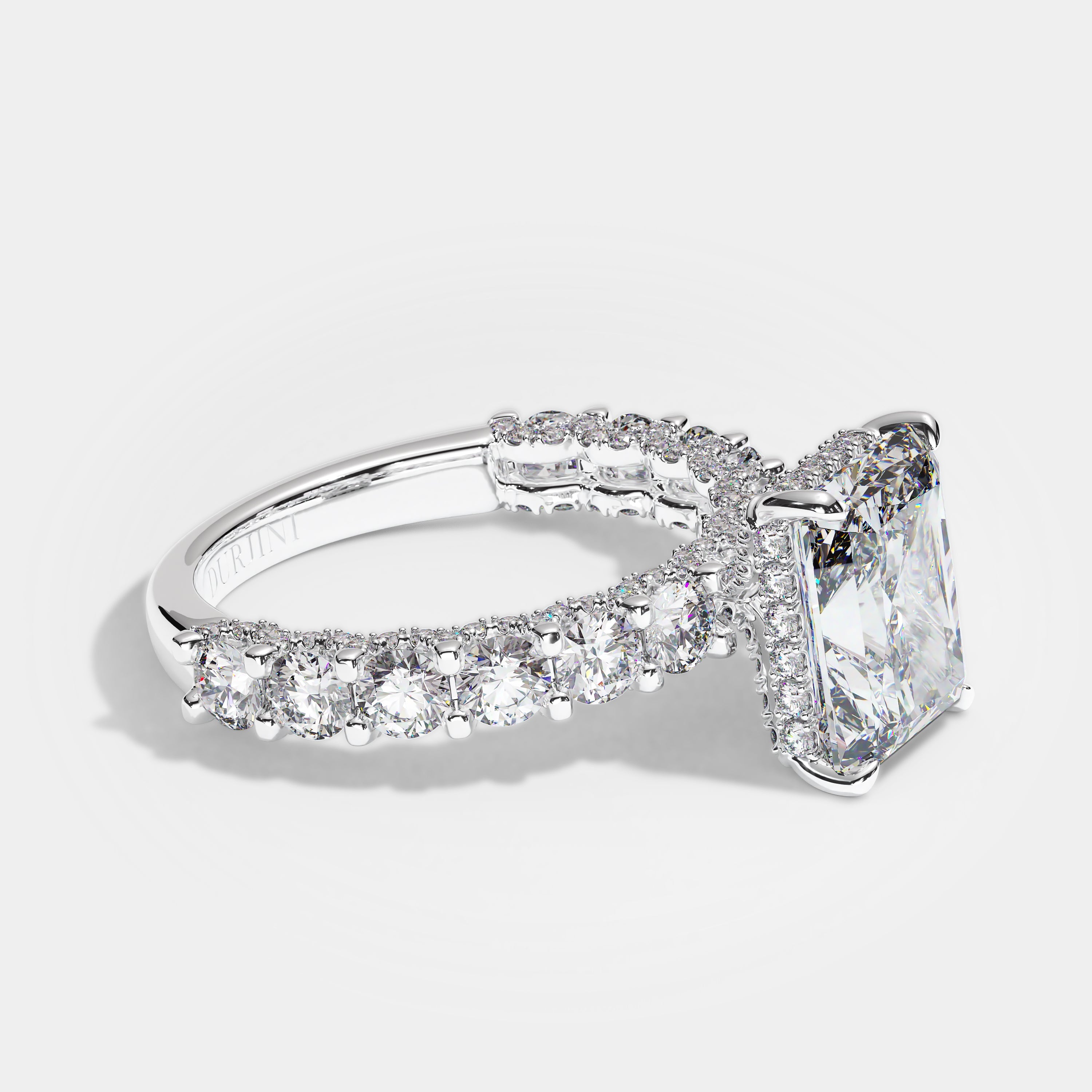 Diana Diamond Radiant Halo Engagement Ring 18K White Gold 7.00ct