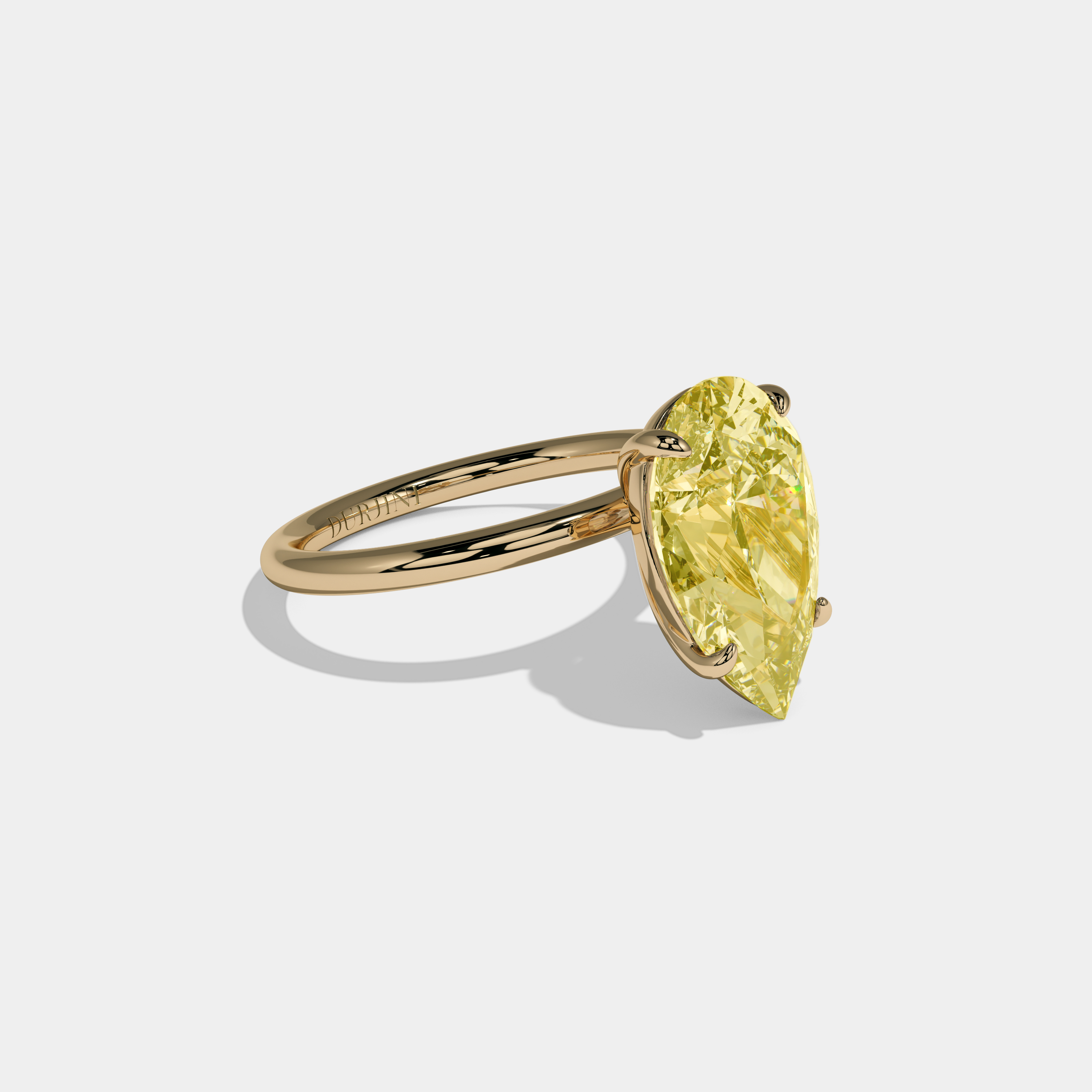 Alexandra Fancy Yellow Pear Cut Diamond Plain Band Engagement Ring 6ct 18K Yellow Gold