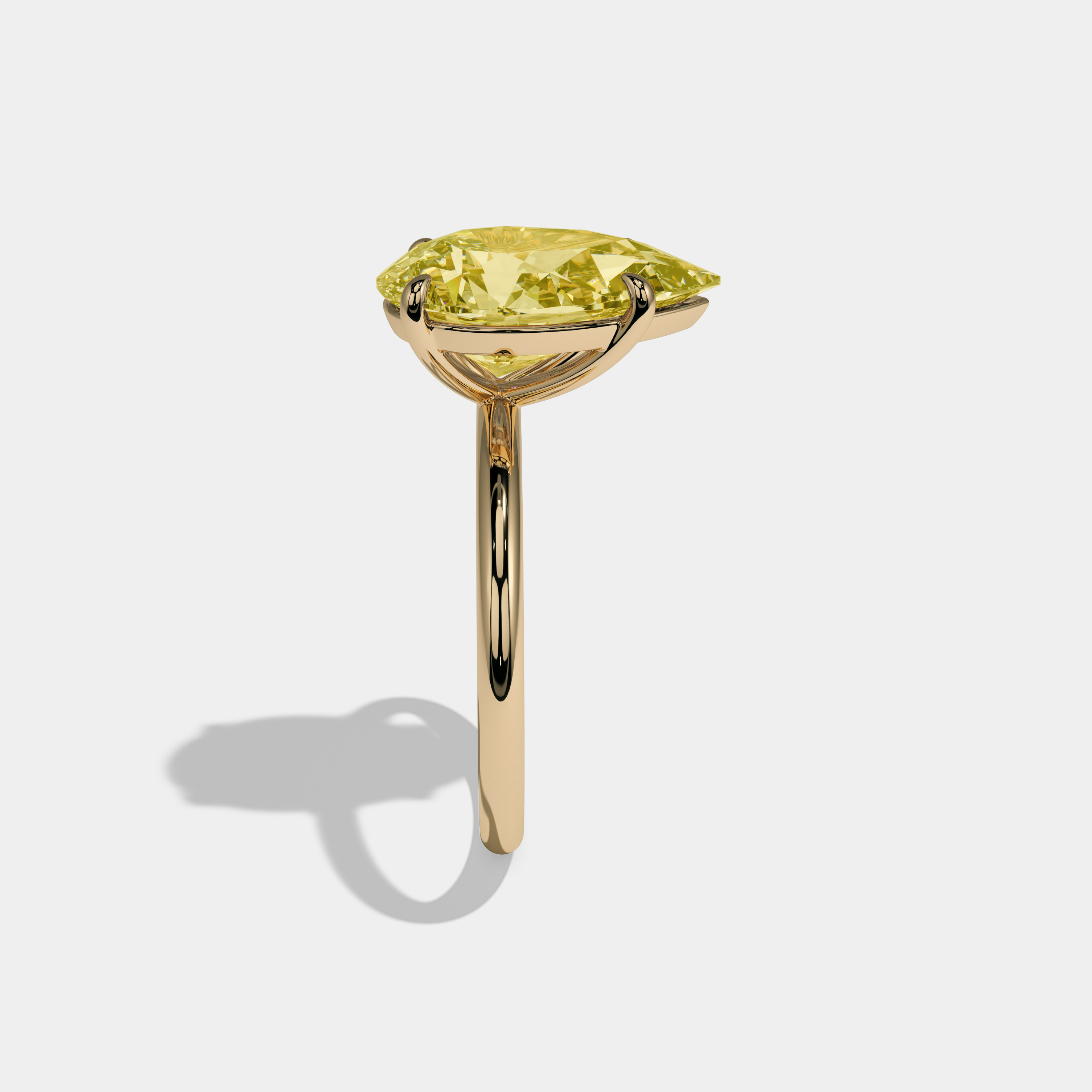 Alexandra Fancy Yellow Pear Cut Diamond Plain Band Engagement Ring 6ct 18K Yellow Gold