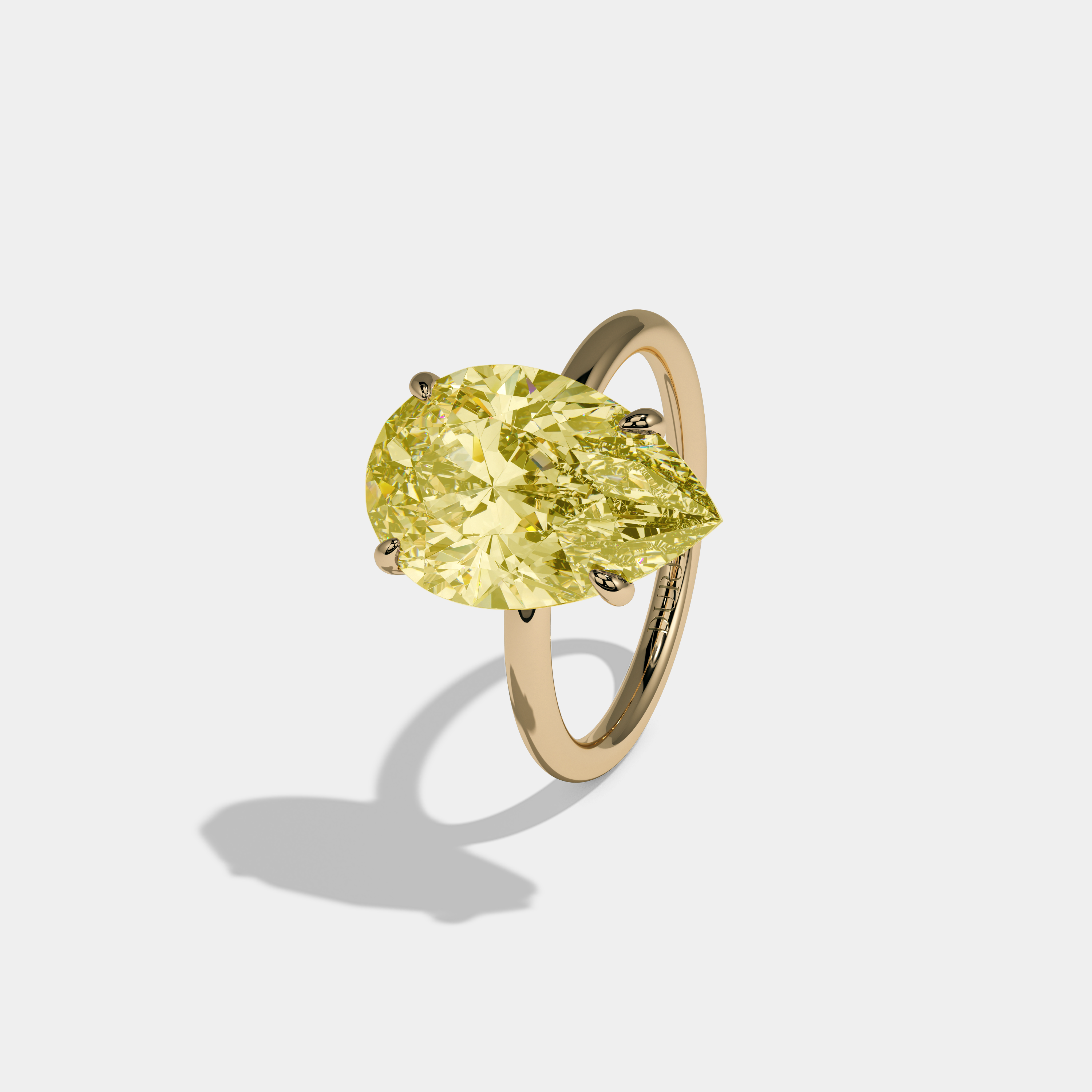 Alexandra Fancy Yellow Pear Cut Diamond Plain Band Engagement Ring 6ct 18K Yellow Gold