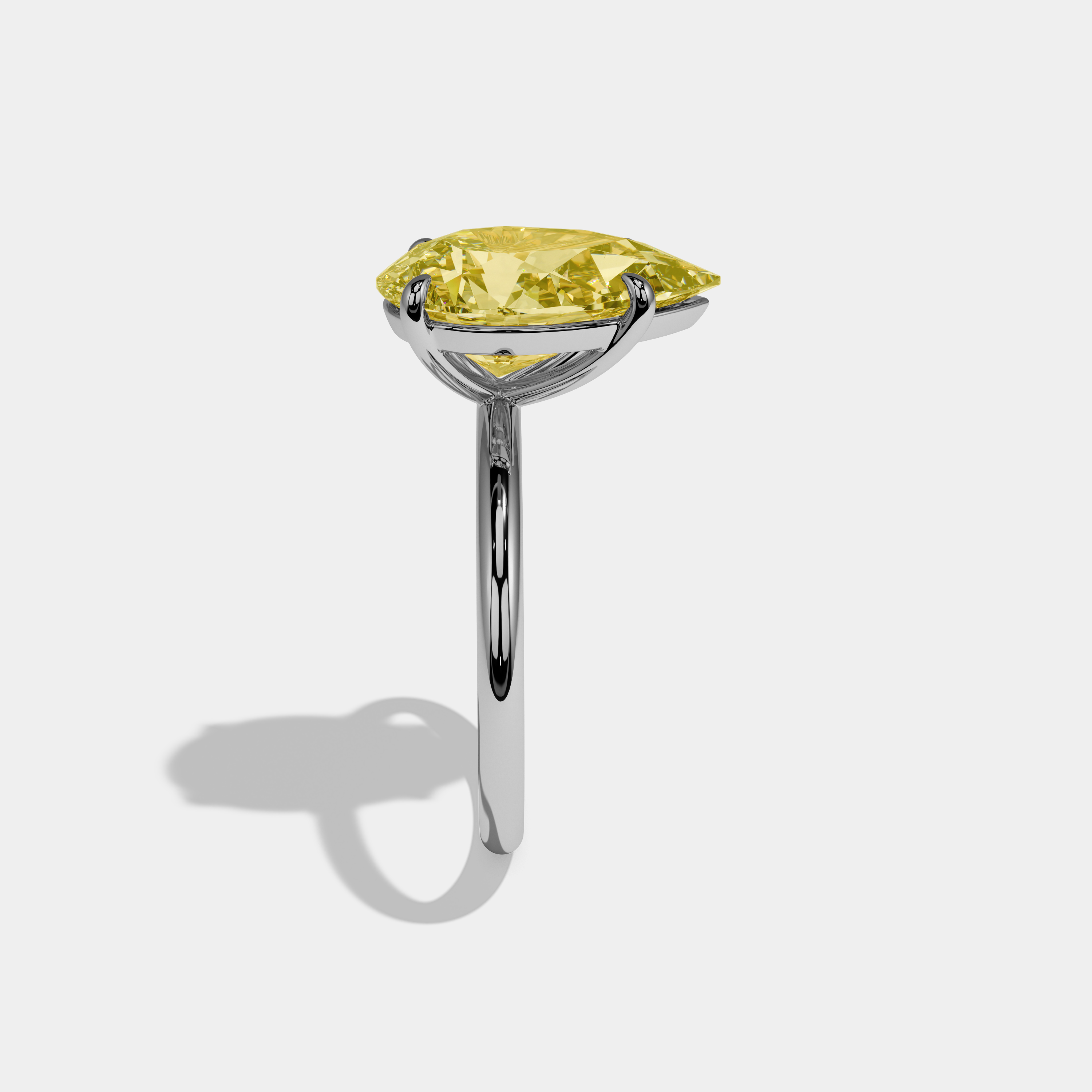 Helena Fancy Yellow Pear Cut Diamond Plain Band Engagement Ring 6ct 18k White Gold