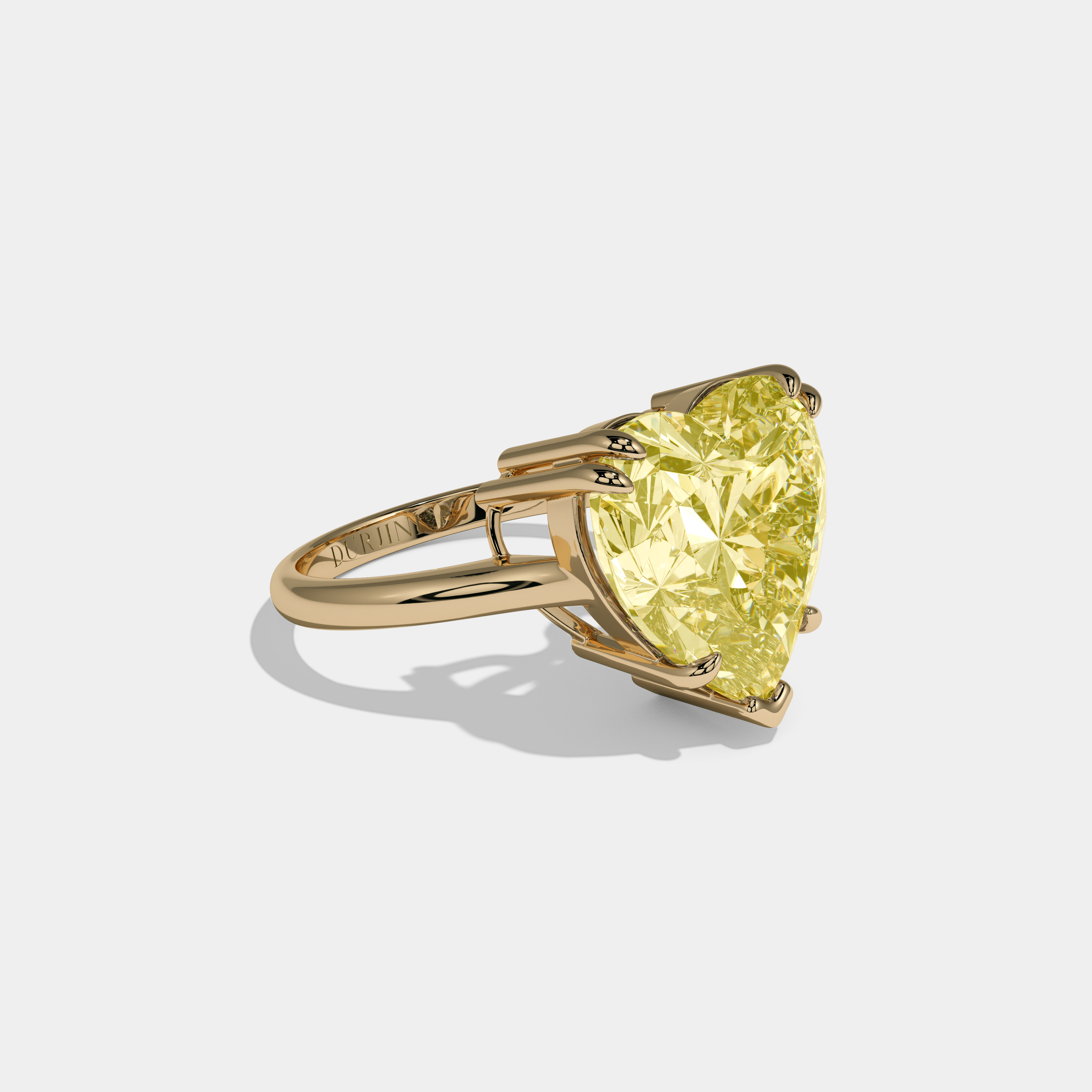 Victoria Fancy Yellow Heart Brilliant Cut Diamond Plain Band Engagement Ring 6ct 18K Yellow Gold