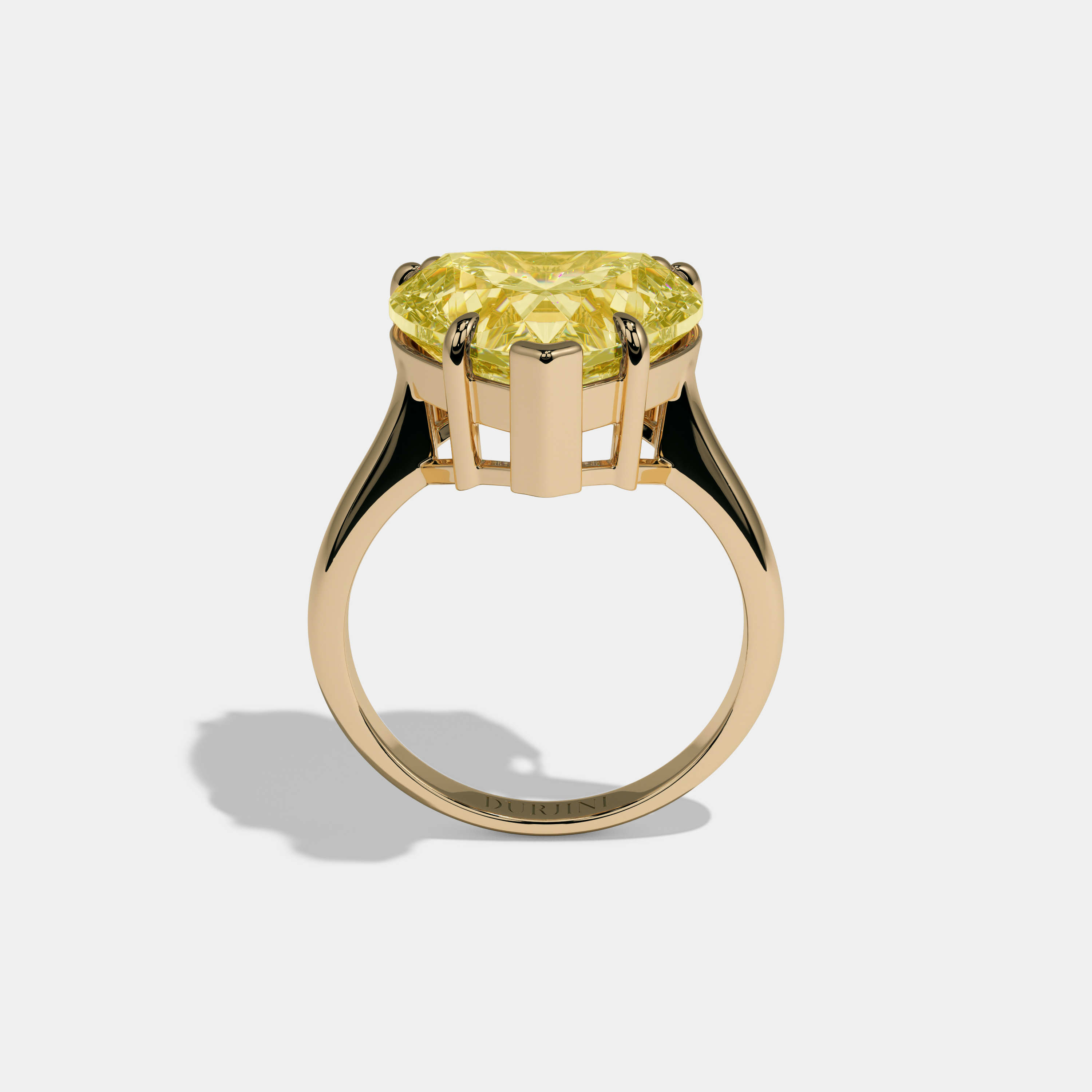 Victoria Fancy Yellow Heart Brilliant Cut Diamond Plain Band Engagement Ring 6ct 18K Yellow Gold
