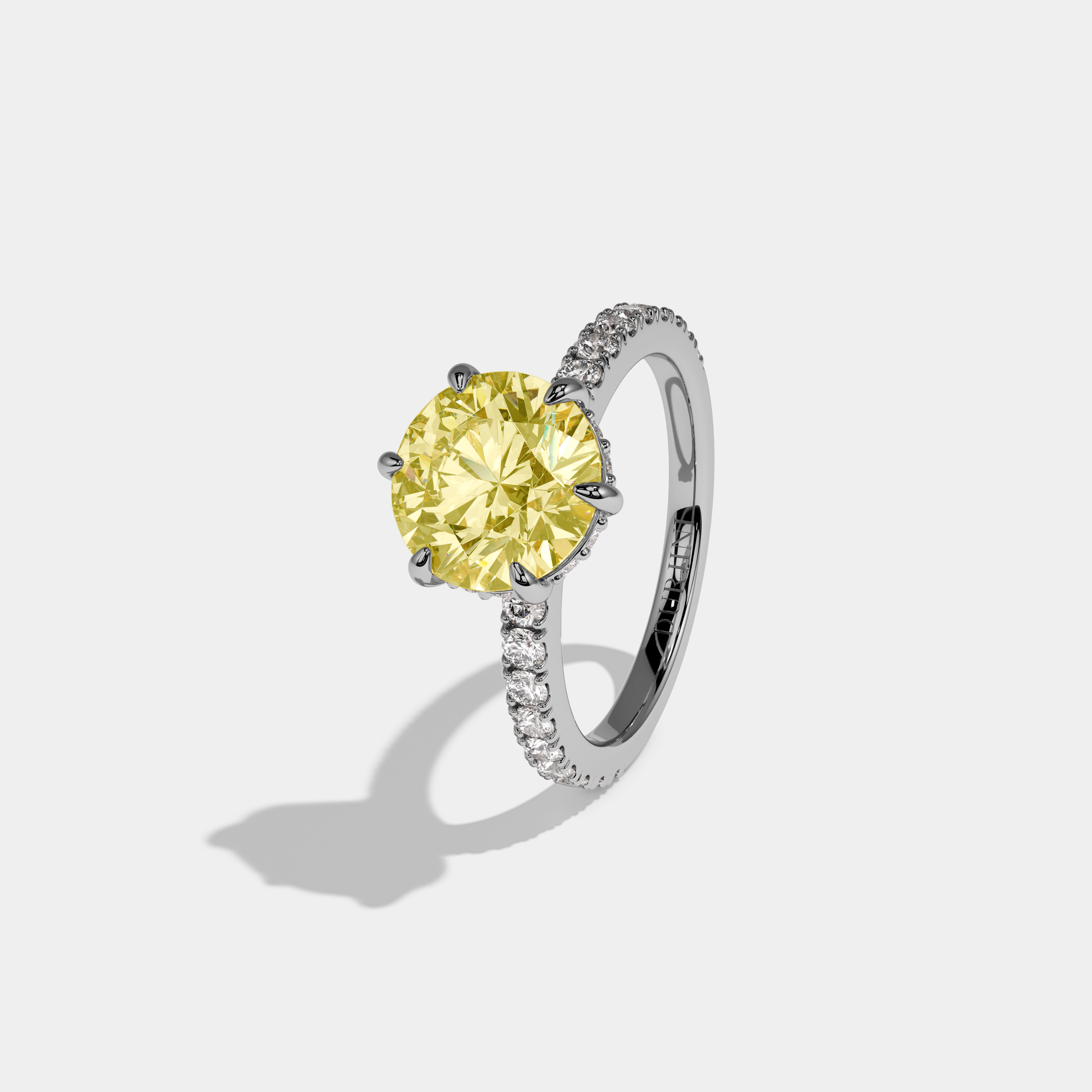 Lailah Fancy Yellow Round Brilliant Cut Diamond Band Engagement Ring 6ct 18K White Gold