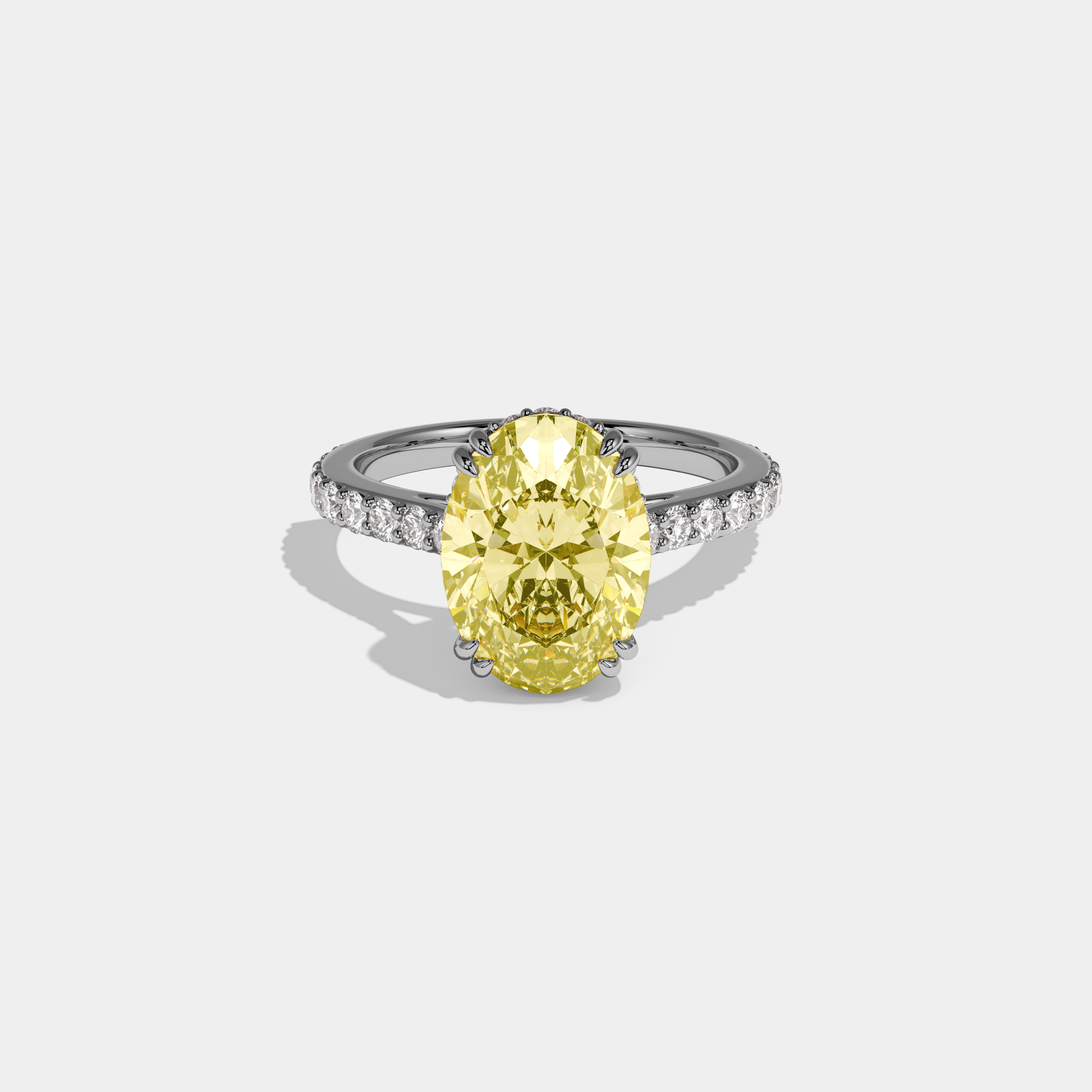Jemima Fancy Yellow Oval Cut Diamond Band Engagement Ring 7ct 18K White Gold