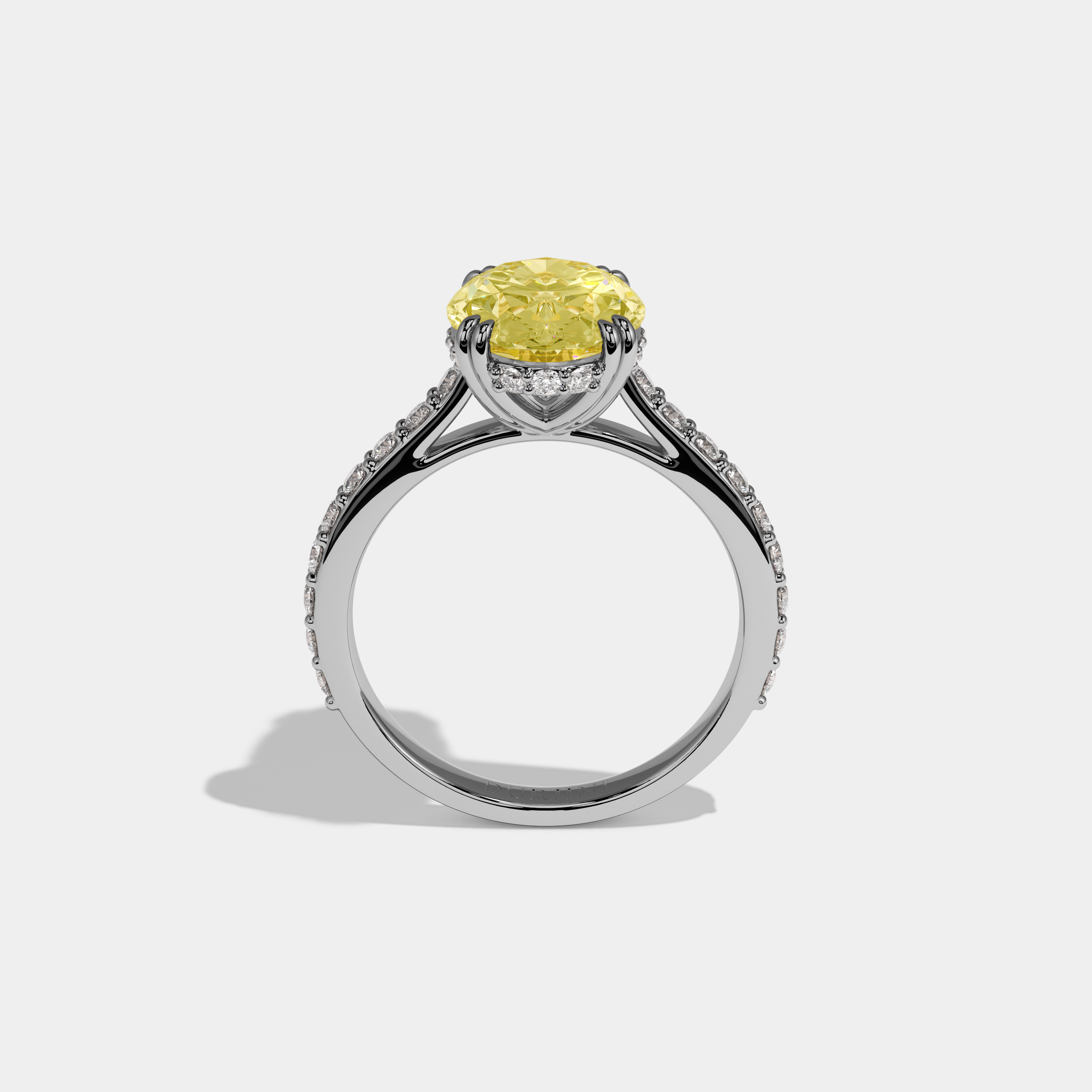 Jemima Fancy Yellow Oval Cut Diamond Band Engagement Ring 7ct 18K White Gold