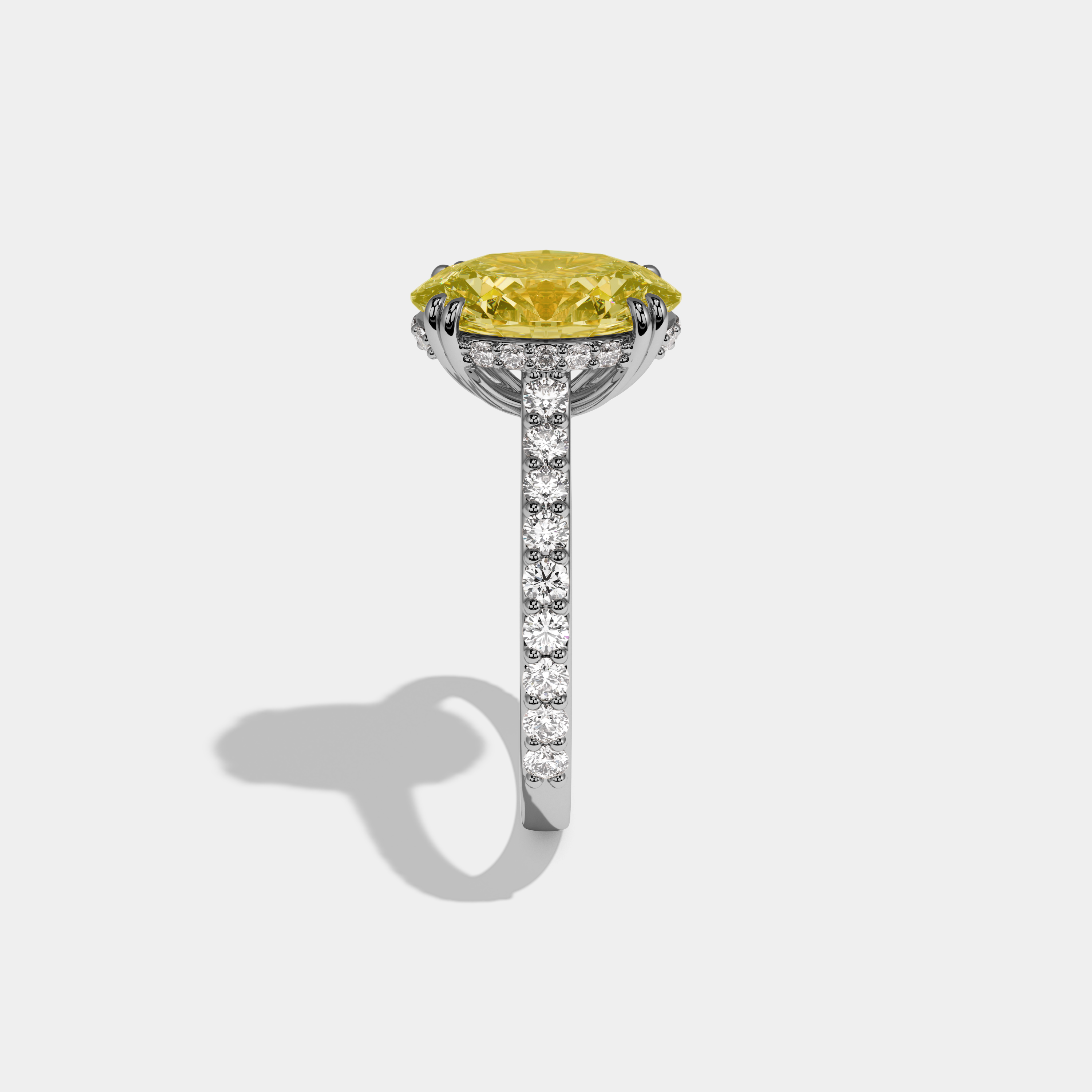 Jemima Fancy Yellow Oval Cut Diamond Band Engagement Ring 7ct 18K White Gold