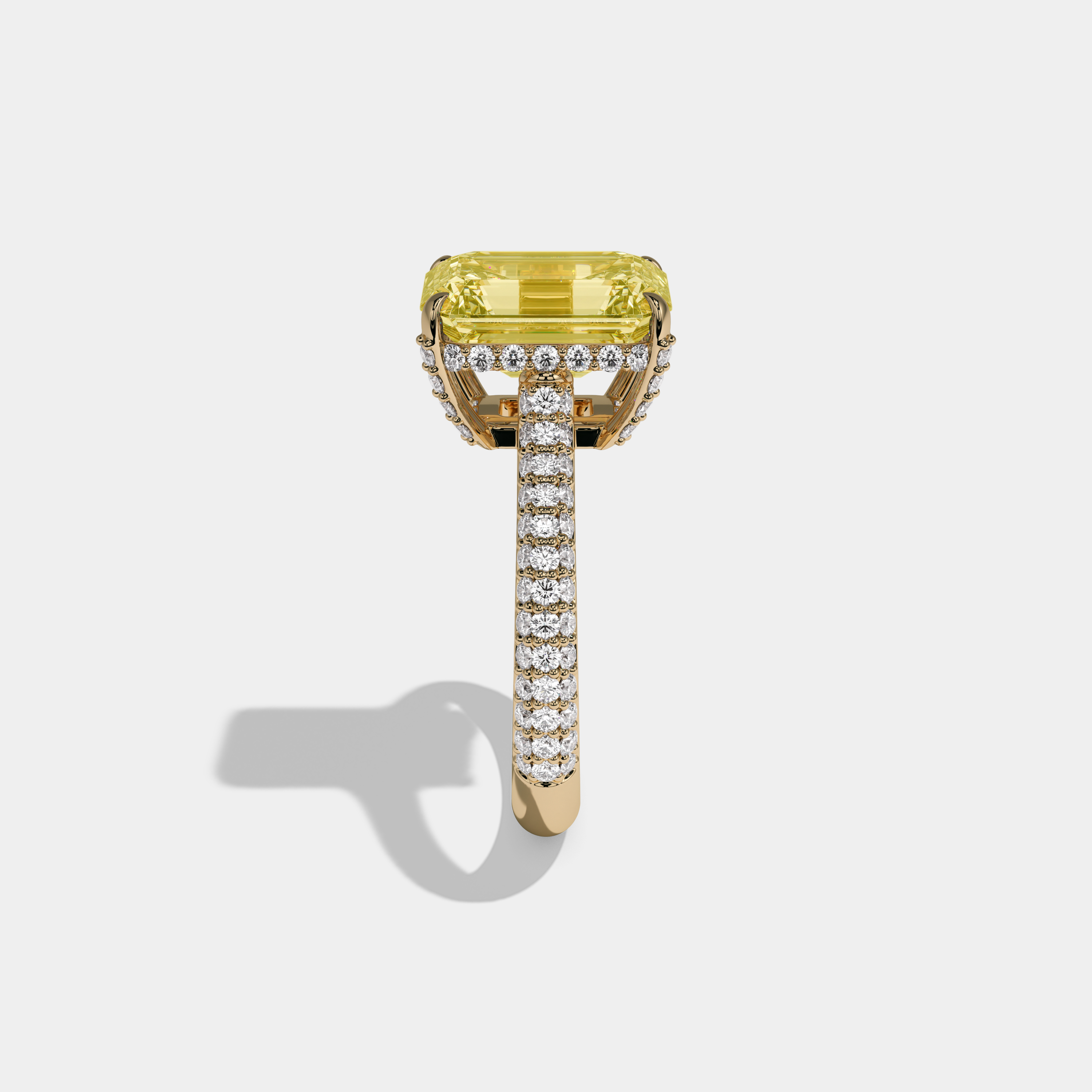 Victoria Fancy Yellow Emerald Cut Diamond Band Engagement Ring 6ct 18K Yellow Gold