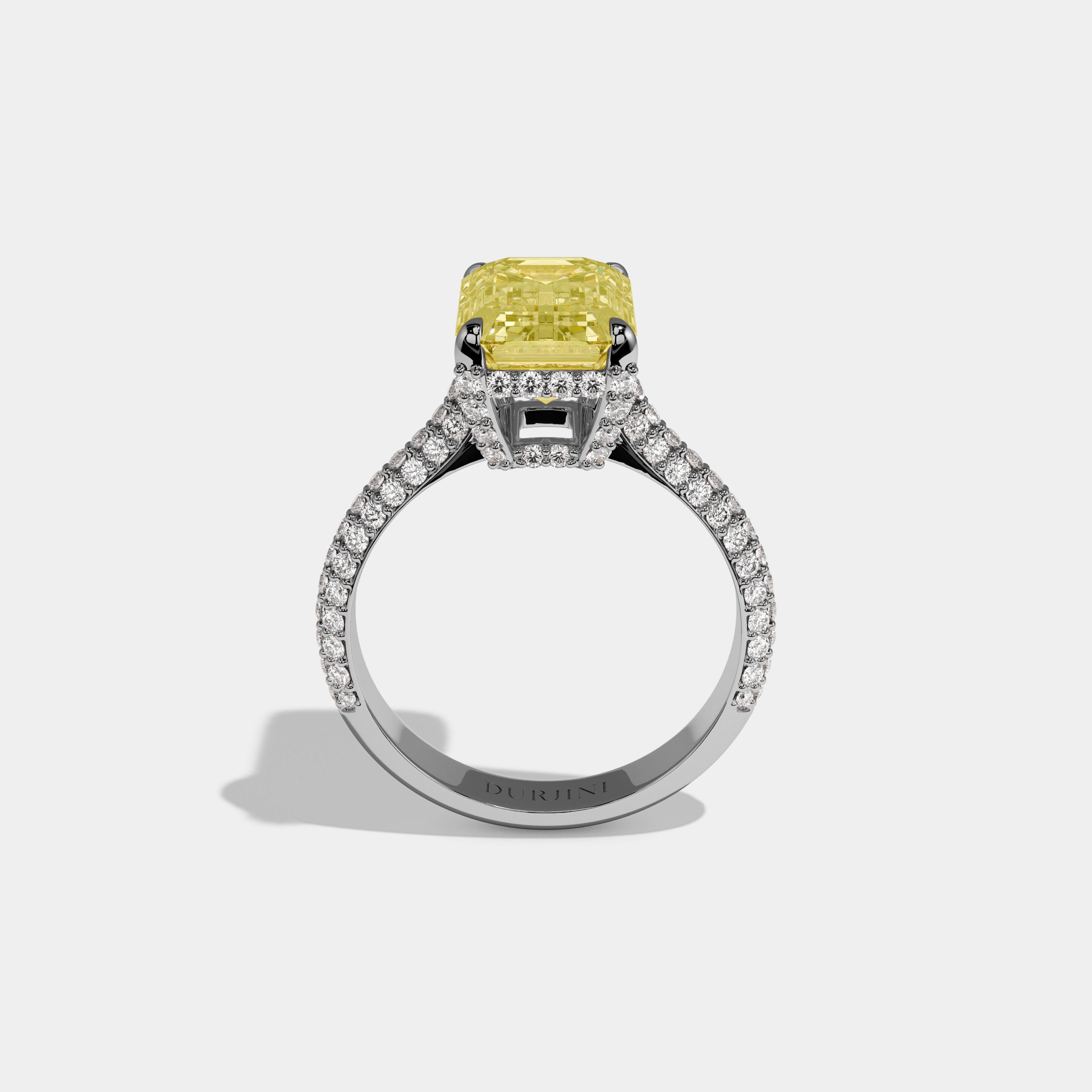 Lailah Fancy Yellow Emerald Cut Diamond Band Engagement Ring 6ct 18K White Gold