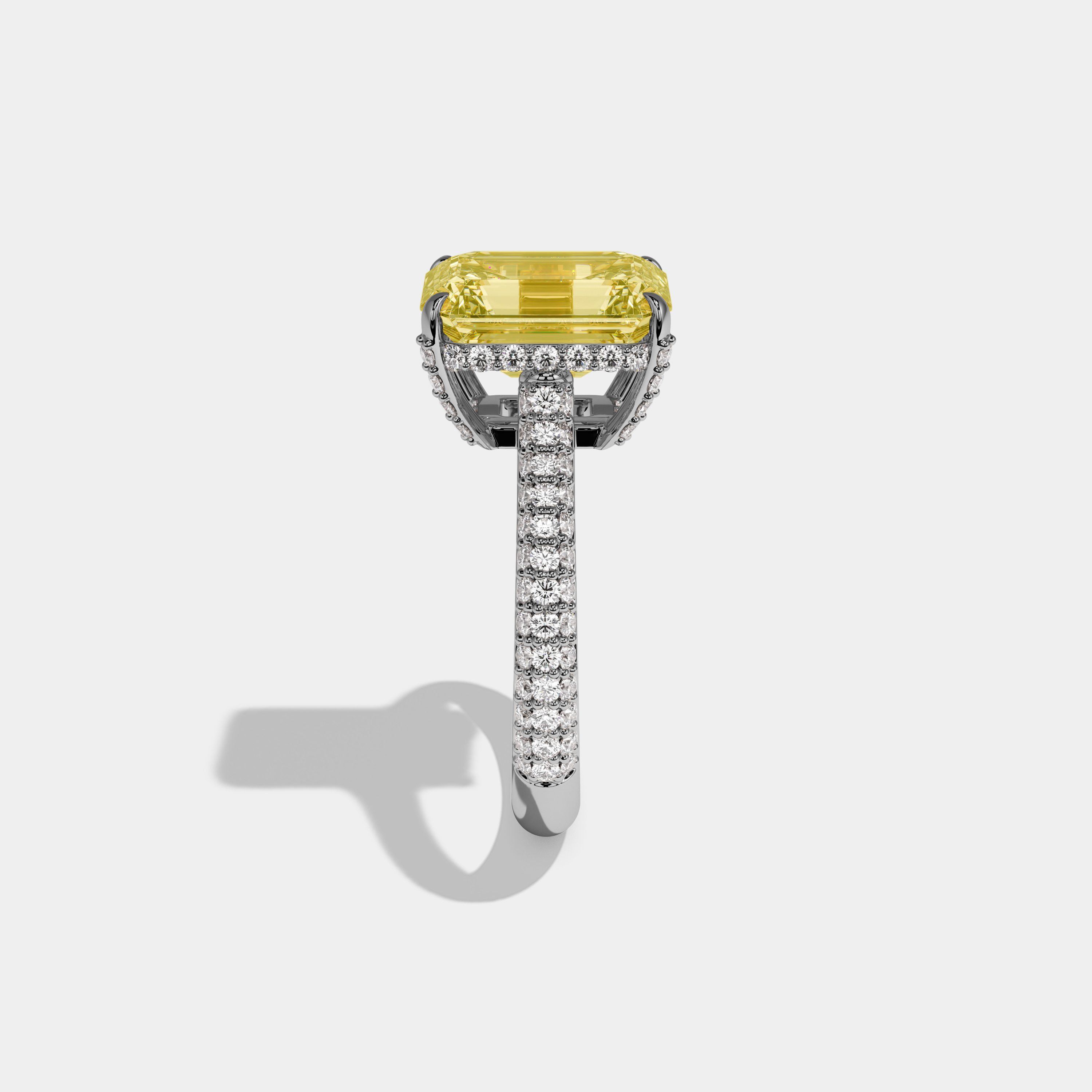 Lailah Fancy Yellow Emerald Cut Diamond Band Engagement Ring 6ct 18K White Gold
