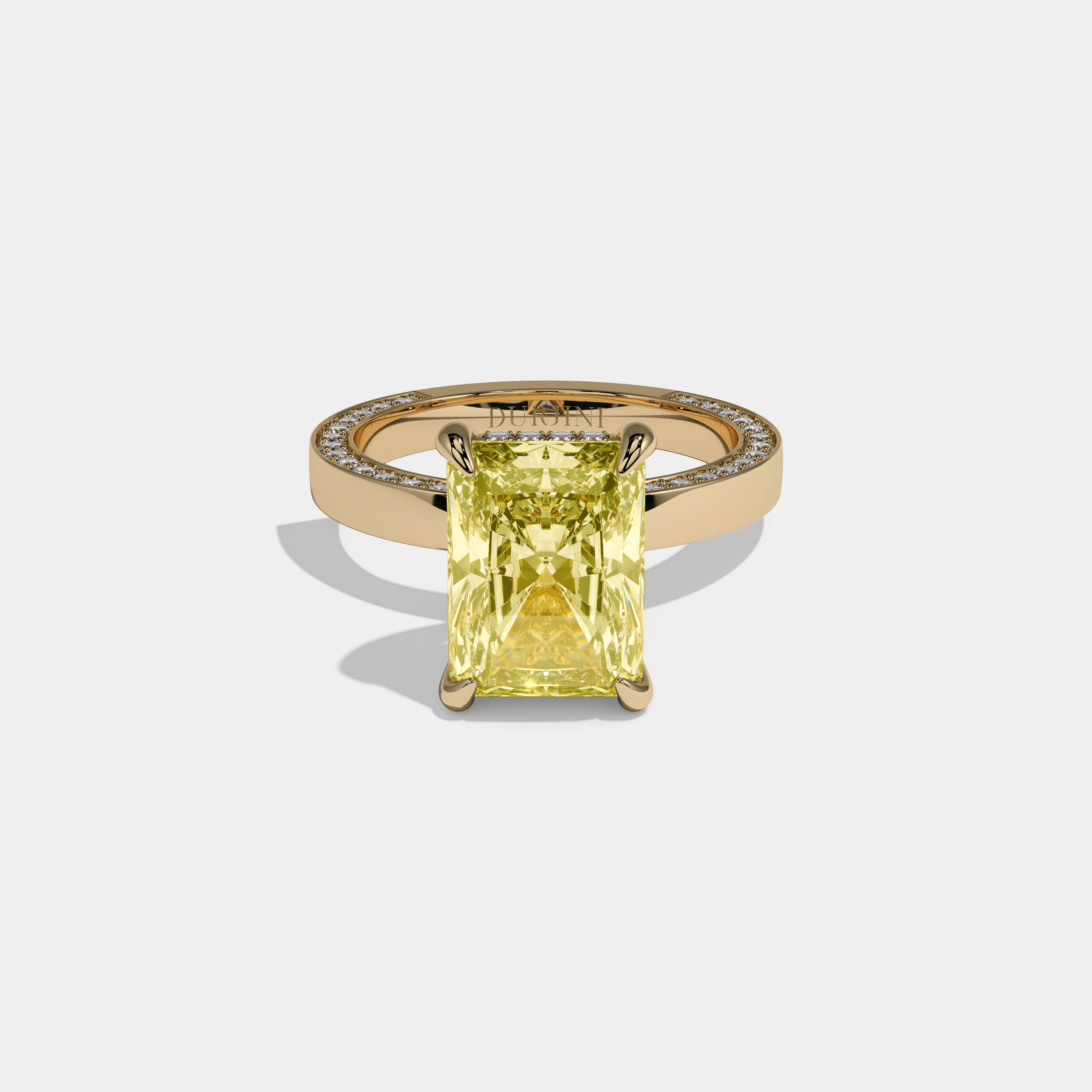 Augusta Fancy Yellow Radiant Cut Diamond Hidden Band Engagement Ring 6ct 18K Yellow Gold