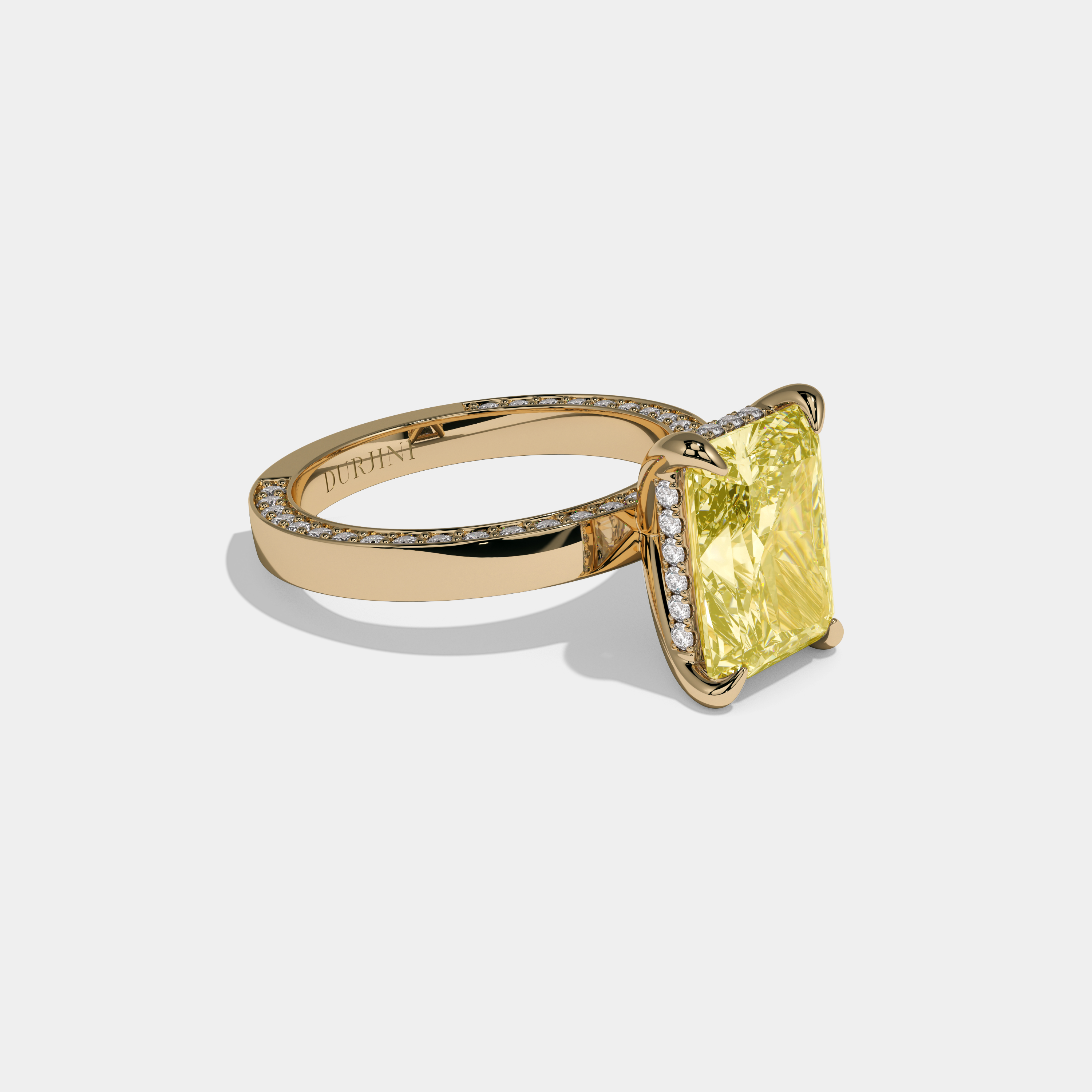 Augusta Fancy Yellow Radiant Cut Diamond Hidden Band Engagement Ring 6ct 18K Yellow Gold