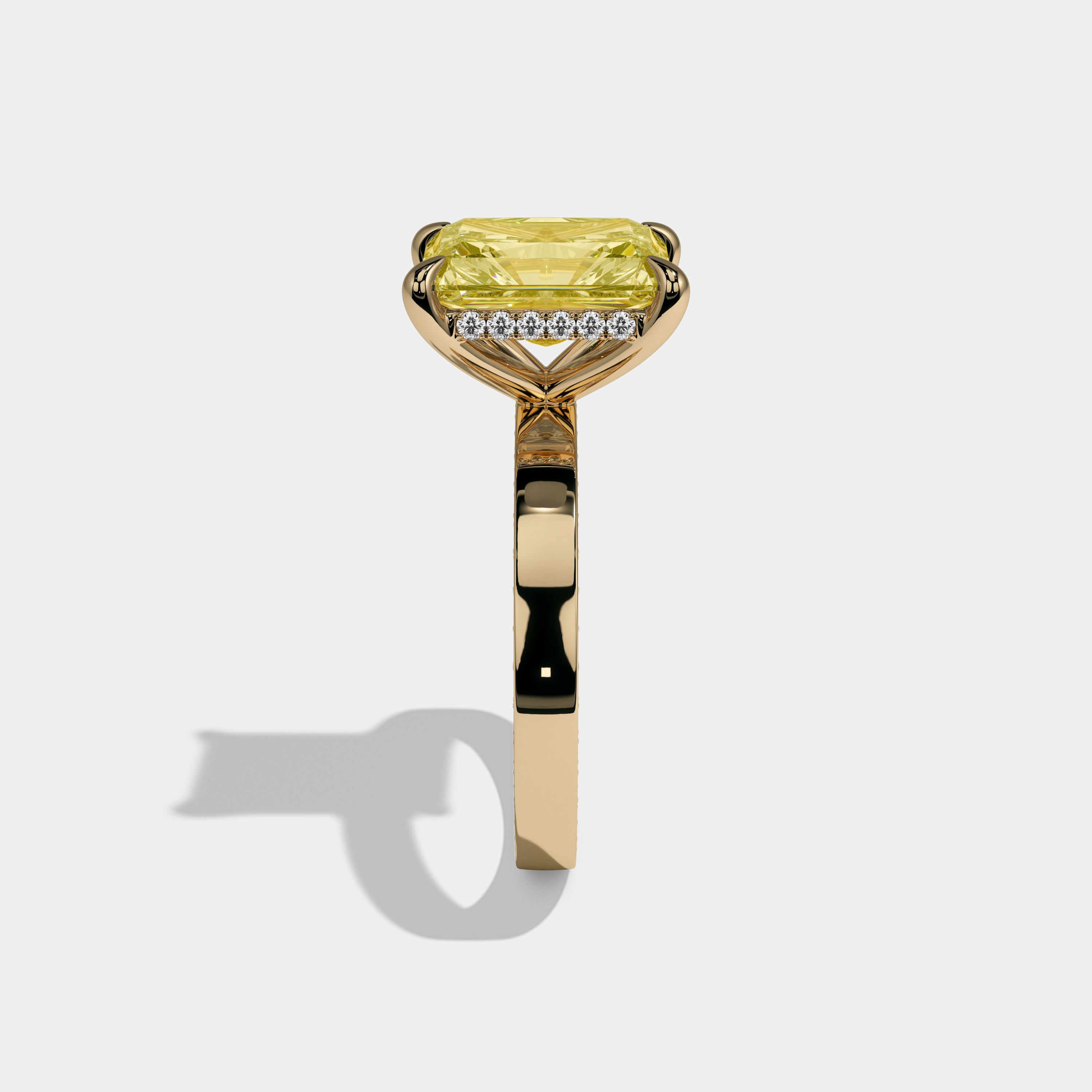 Augusta Fancy Yellow Radiant Cut Diamond Hidden Band Engagement Ring 6ct 18K Yellow Gold