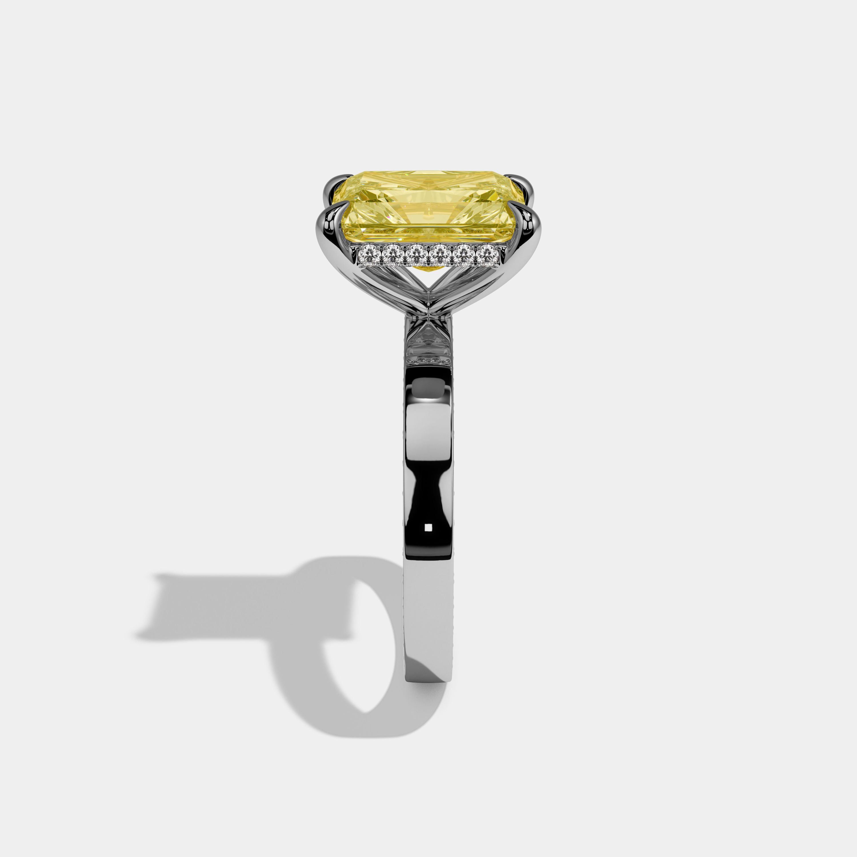 Annabel Fancy Yellow Radiant Cut Diamond Hidden Band Engagement Ring 6ct 18K White Gold