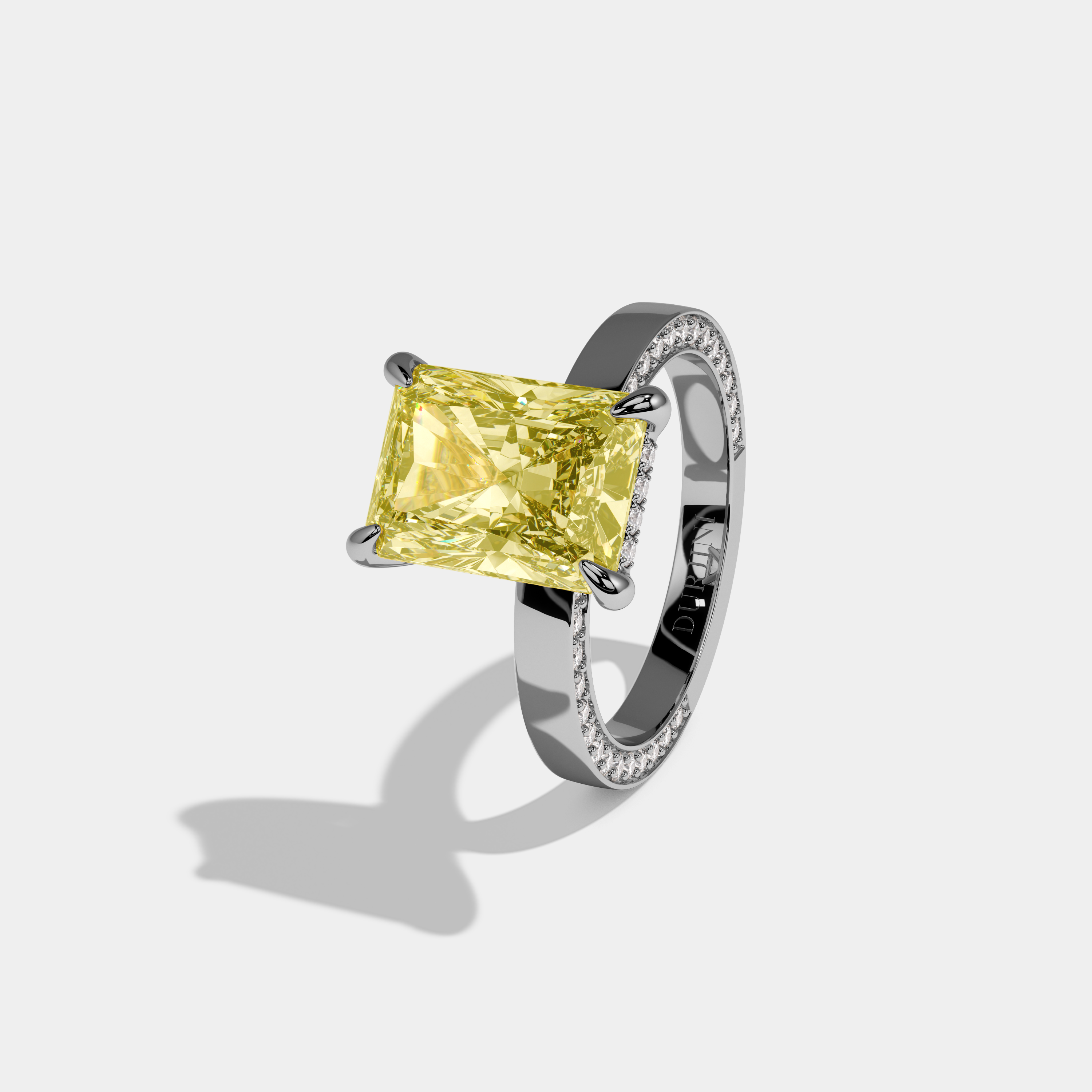 Annabel Fancy Yellow Radiant Cut Diamond Hidden Band Engagement Ring 6ct 18K White Gold