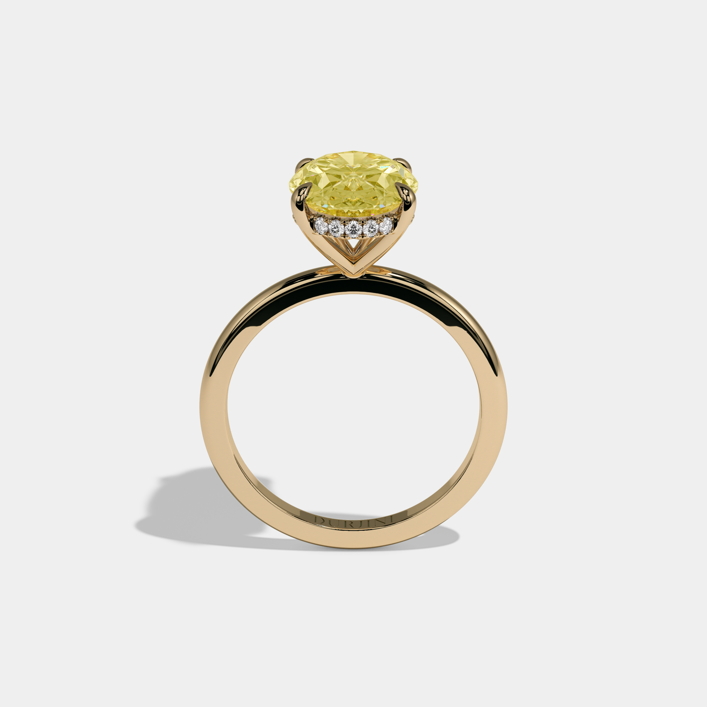 Charlotte Fancy Yellow Oval Cut Diamond Plain Band Engagement Ring 6.5ct 18K Yellow Gold