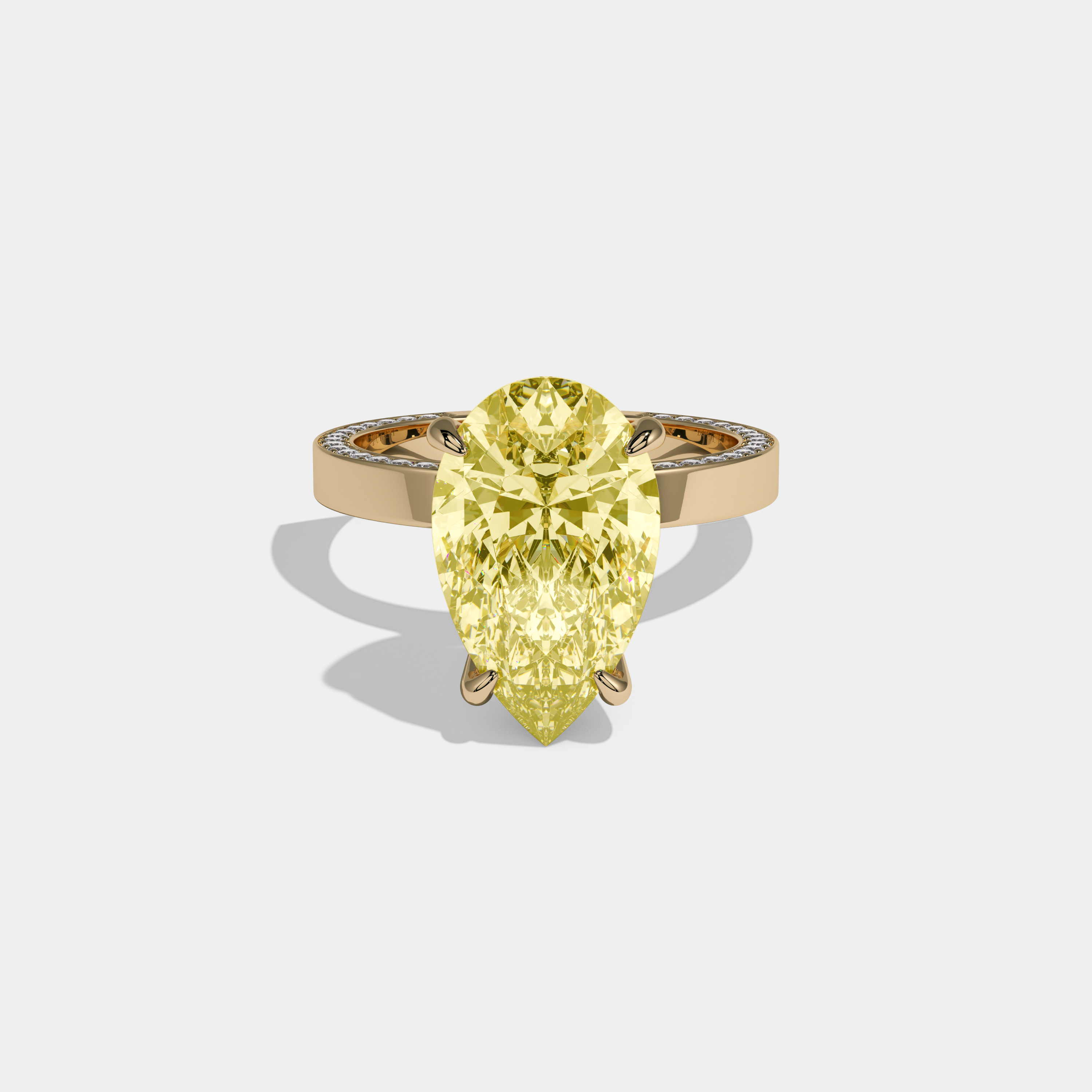 Augusta Fancy Yellow Pear Cut Diamond Hidden Band Engagement Ring 6ct 18K Yellow Gold