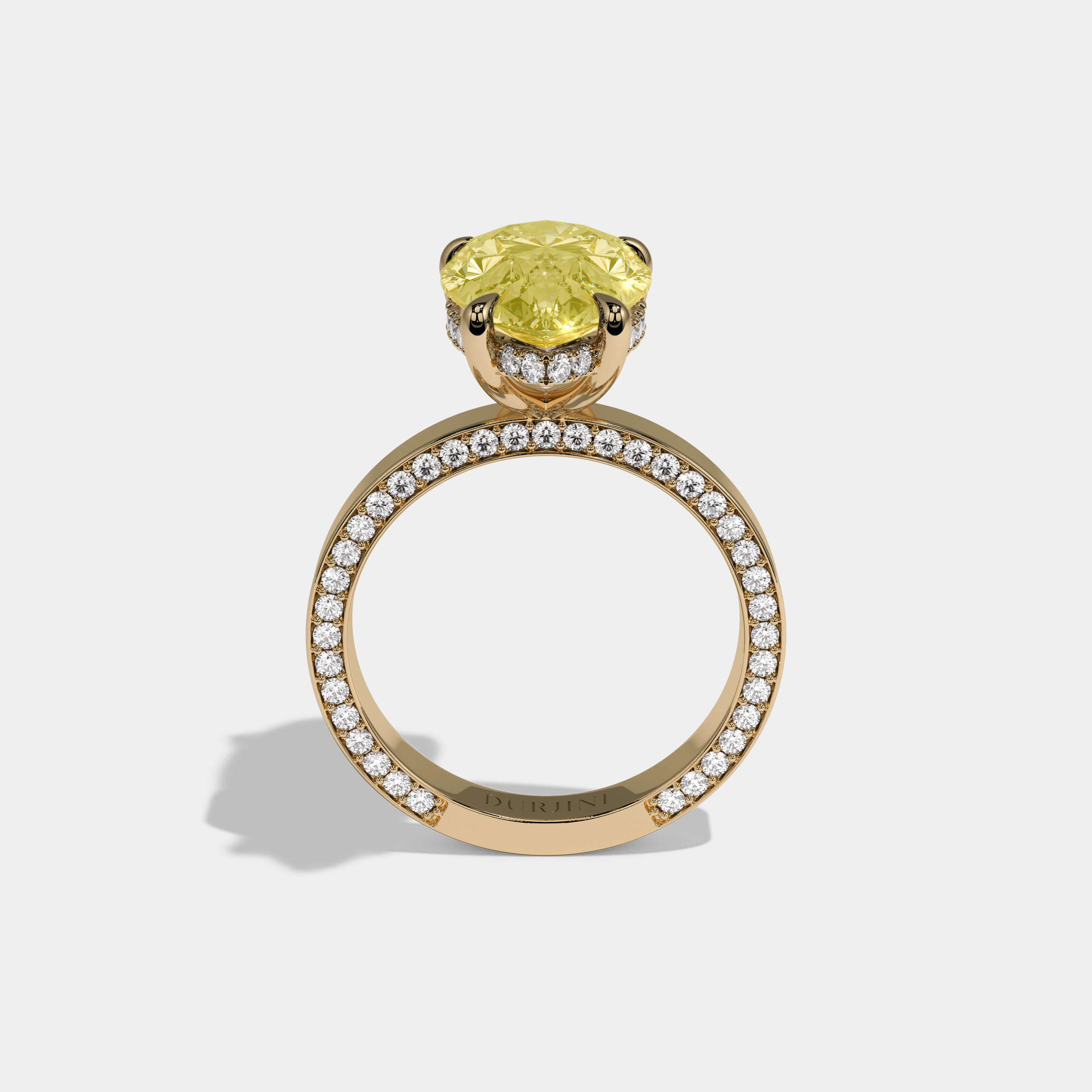 Augusta Fancy Yellow Pear Cut Diamond Hidden Band Engagement Ring 6ct 18K Yellow Gold