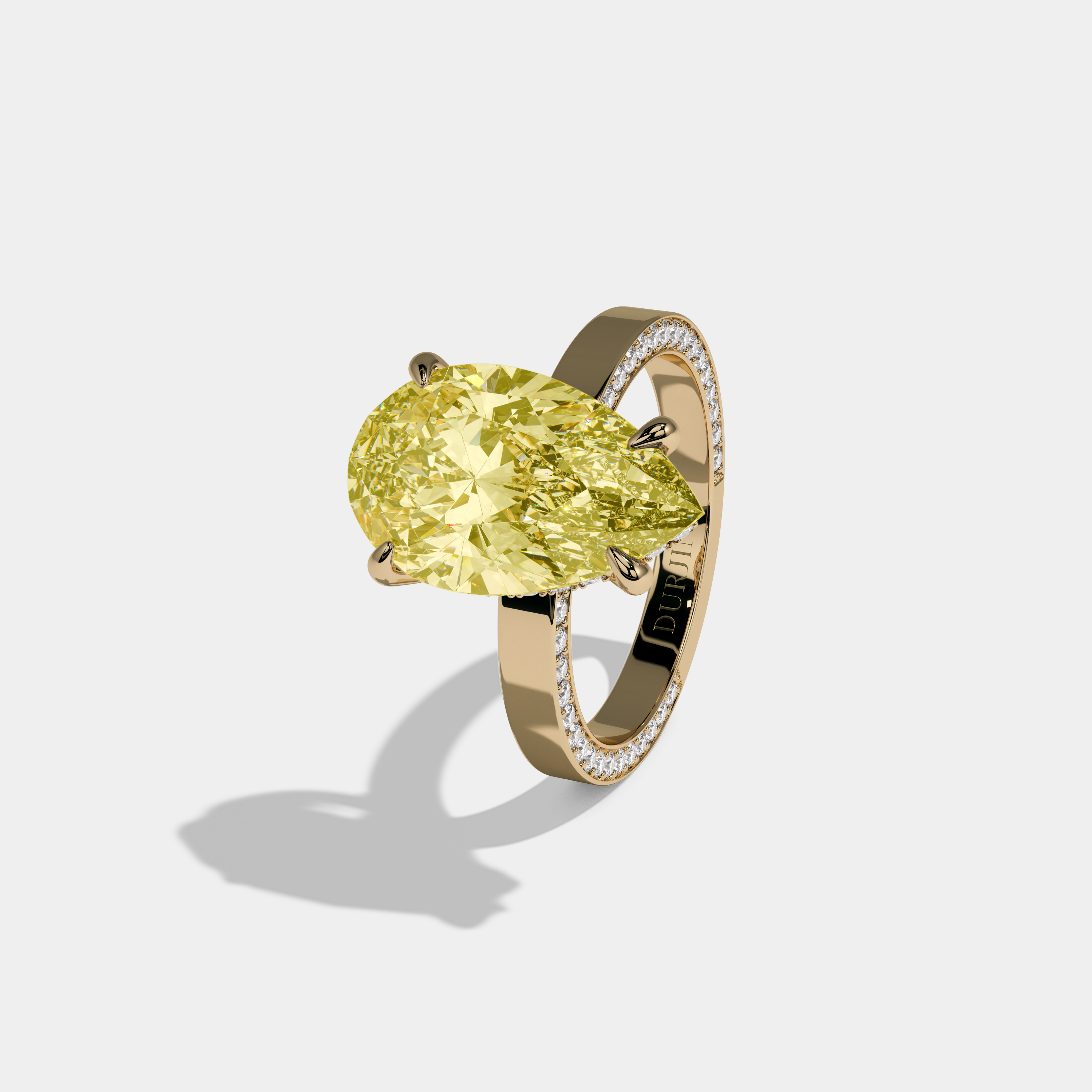 Augusta Fancy Yellow Pear Cut Diamond Hidden Band Engagement Ring 6ct 18K Yellow Gold