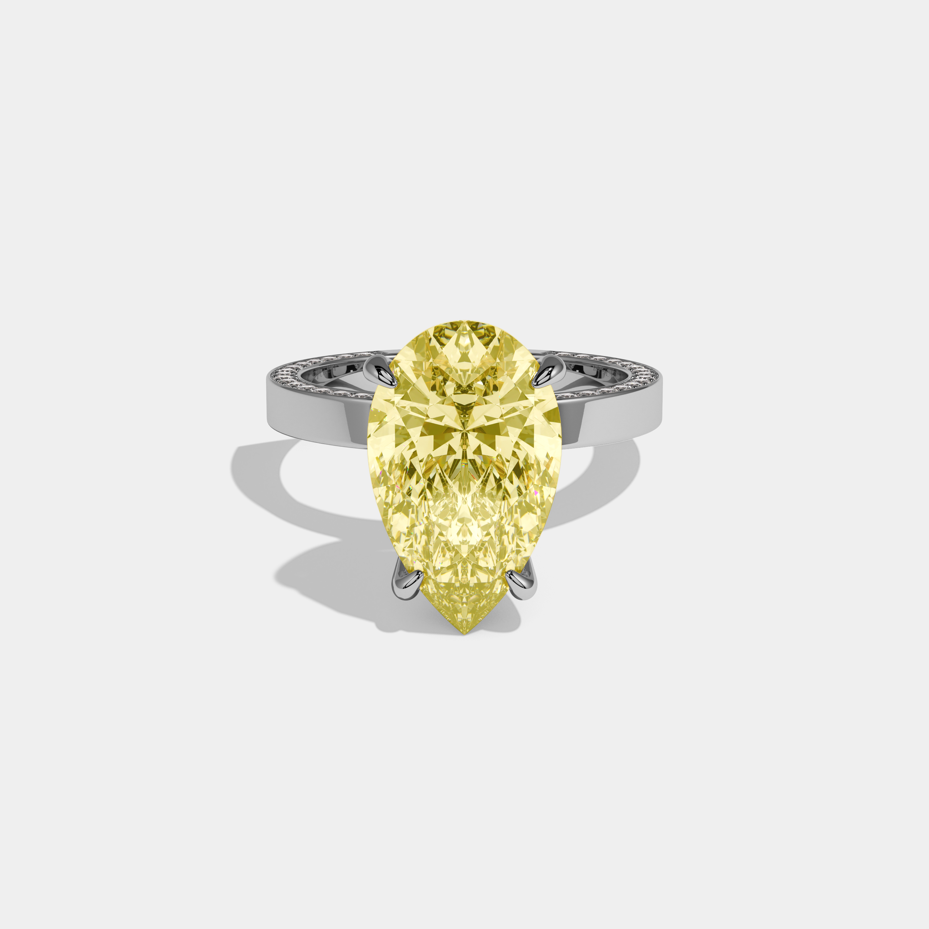 Esme Fancy Yellow Pear Cut Diamond Hidden Band Engagement Ring 6ct 18K White Gold