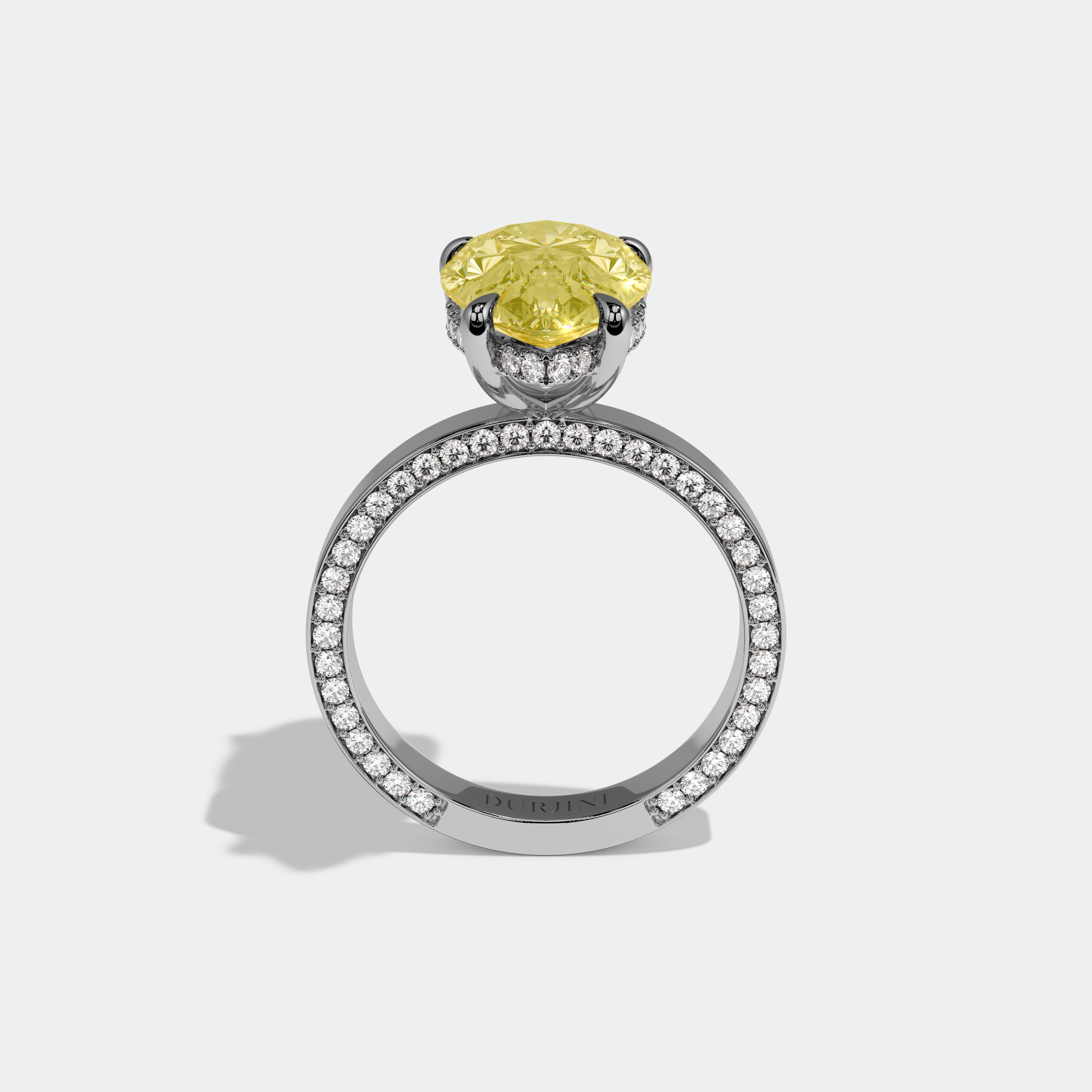 Esme Fancy Yellow Pear Cut Diamond Hidden Band Engagement Ring 6ct 18K White Gold