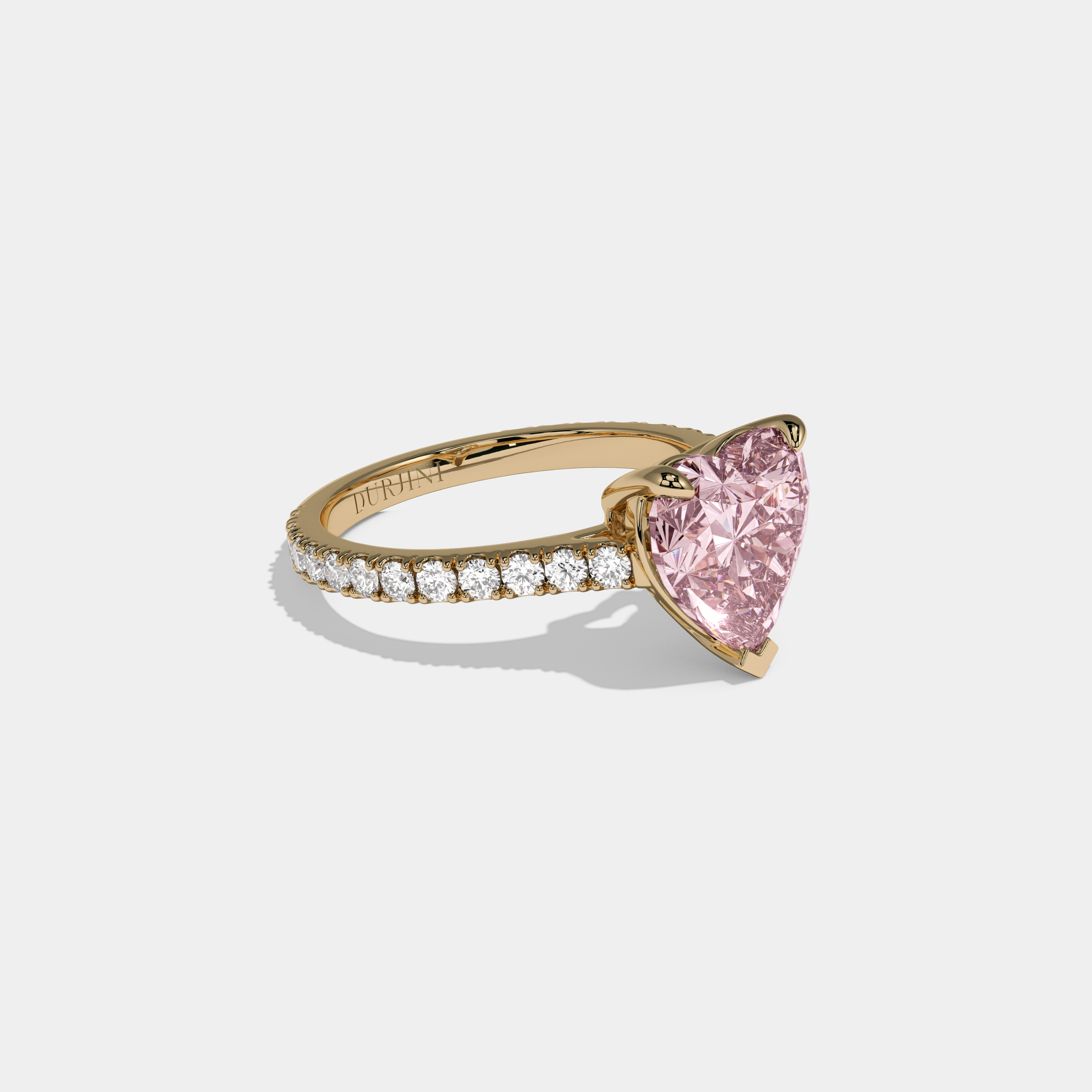 Charlotte Fancy Pink Heart Cut Diamond Engagement Ring 7ct 18K Yellow Gold