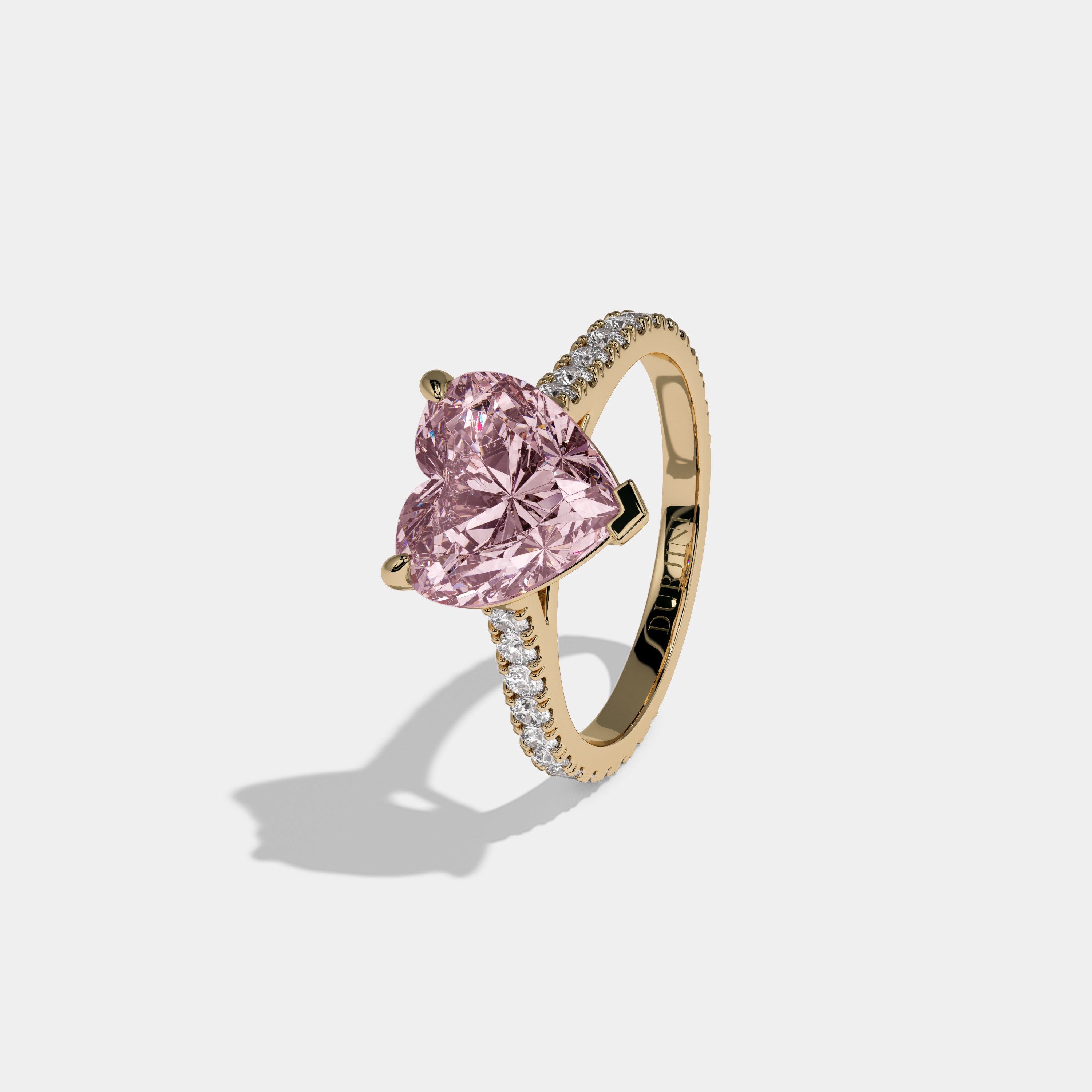 Charlotte Fancy Pink Heart Cut Diamond Engagement Ring 7ct 18K Yellow Gold