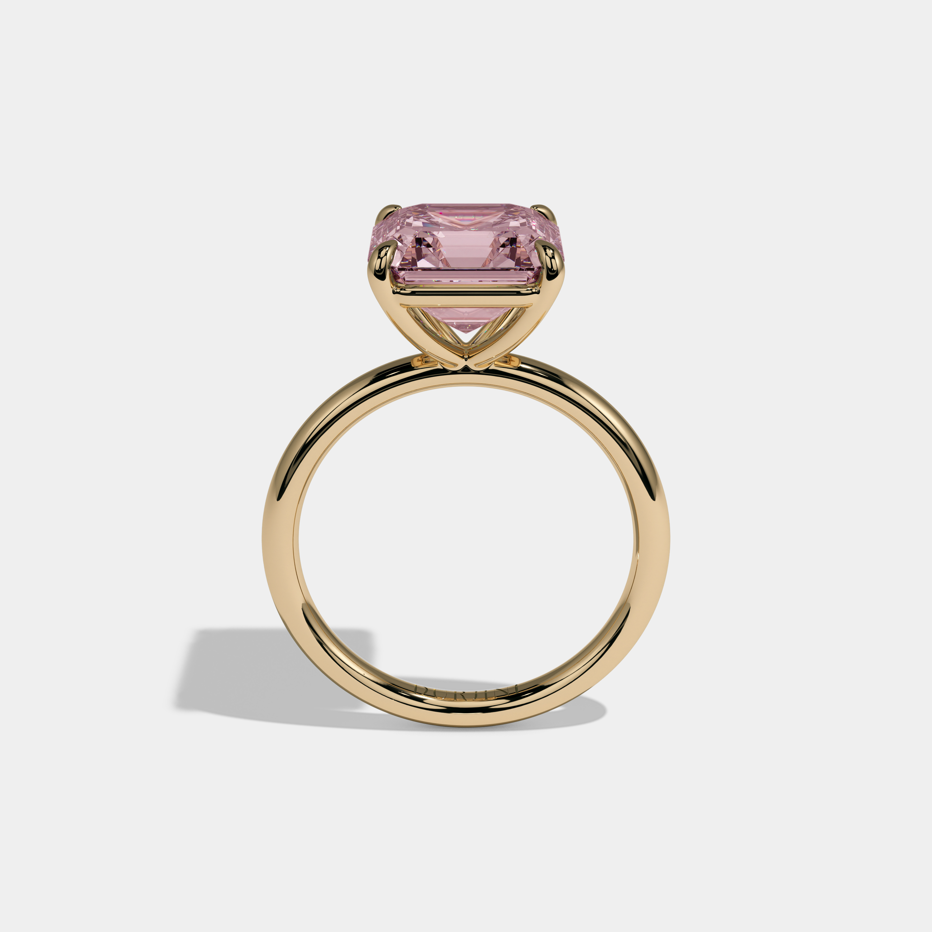 Alexandra Fancy Pink Asscher Cut Diamond Plain Band Engagement Ring 6ct 18k Yellow Gold