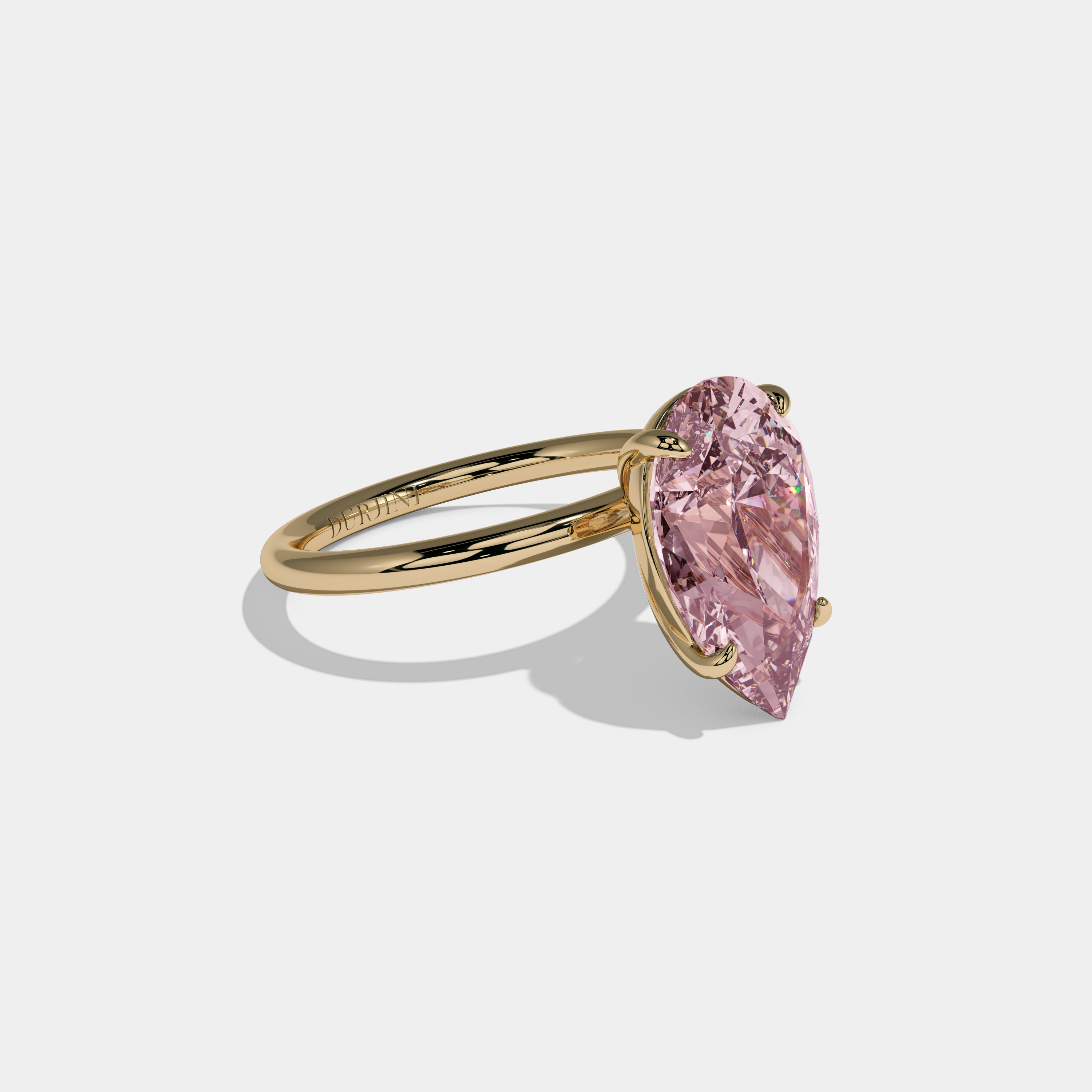 Charlotte Fancy Pink Pear Cut Diamond Plain Band Engagement Ring 6ct 18K Yellow Gold