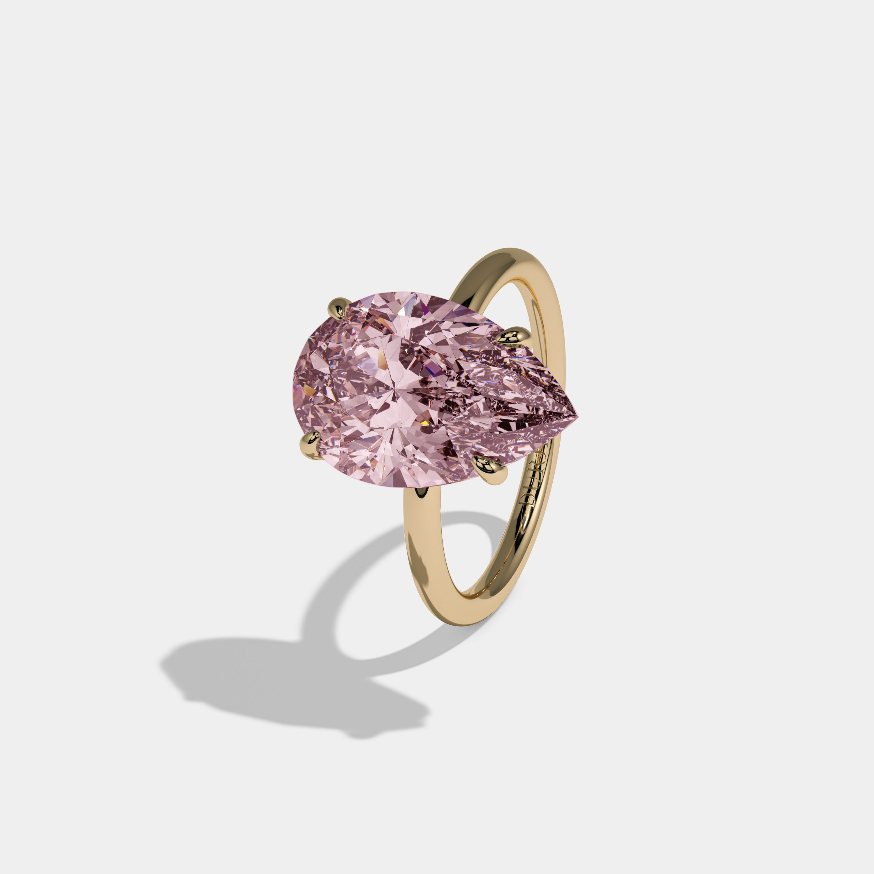 Charlotte Fancy Pink Pear Cut Diamond Plain Band Engagement Ring 6ct 18K Yellow Gold