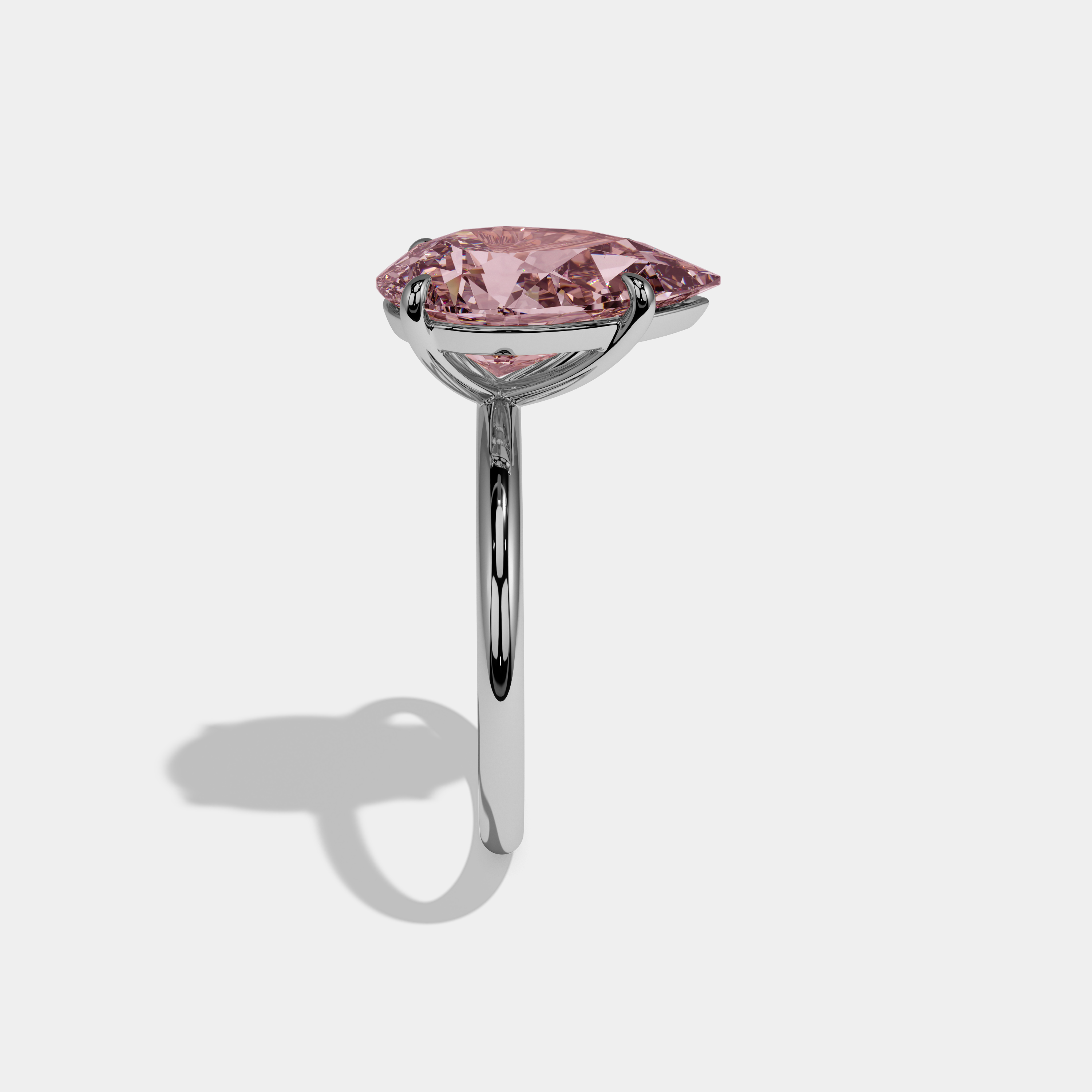 Beatrice Fancy Pink Pear Cut Diamond Plain Band Engagement Ring 6ct 18K White Gold