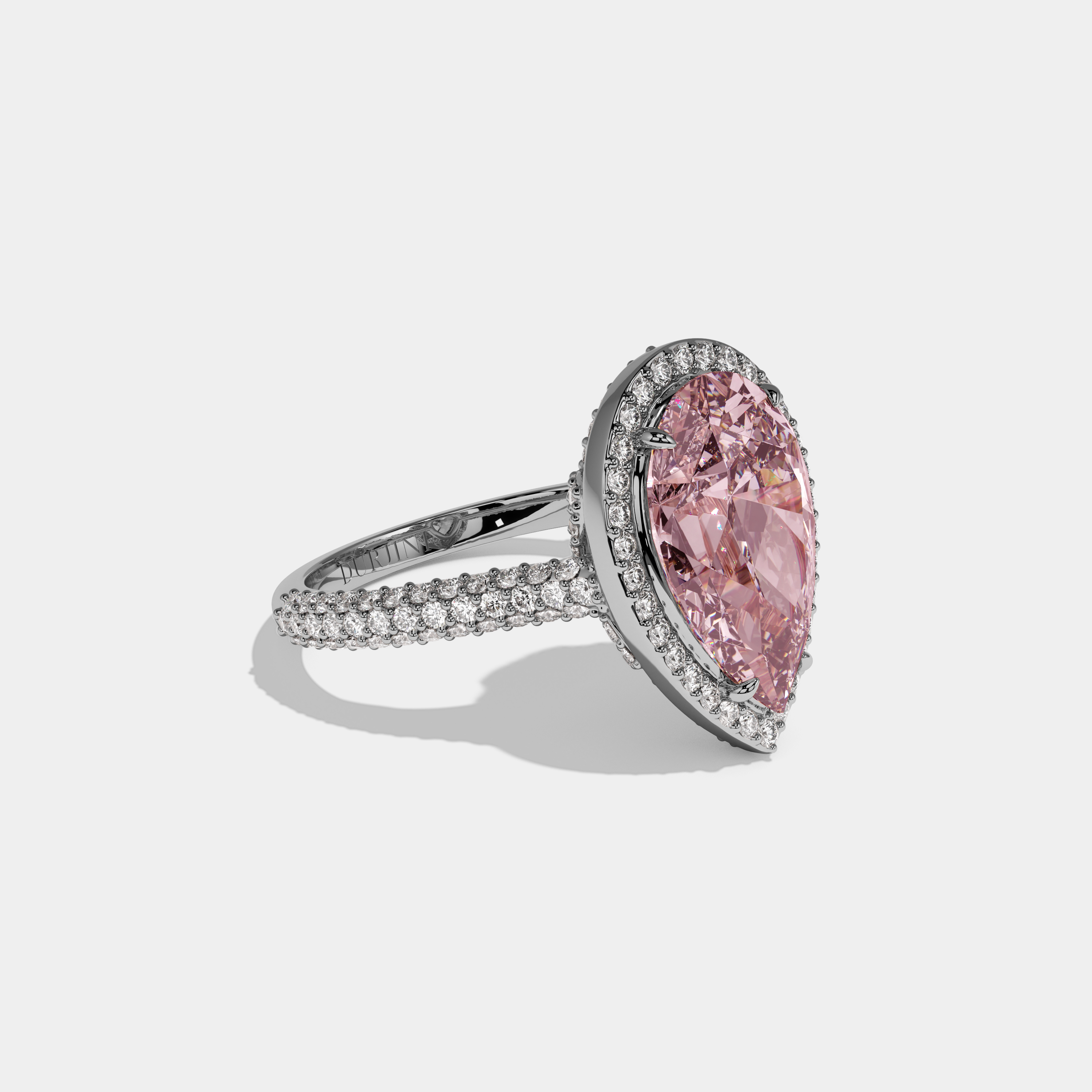 Charlotte Fancy Pink Pear Cut Diamond Band Engagement Ring 8ct 18k White Gold