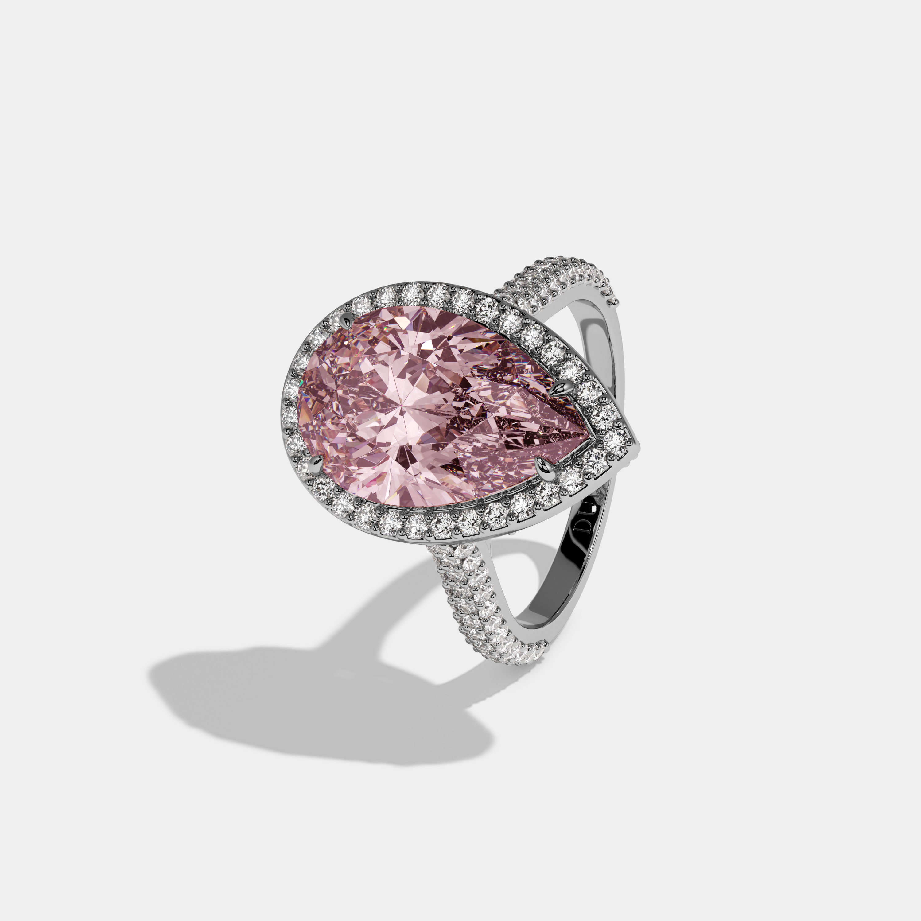 Charlotte Fancy Pink Pear Cut Diamond Band Engagement Ring 8ct 18k White Gold
