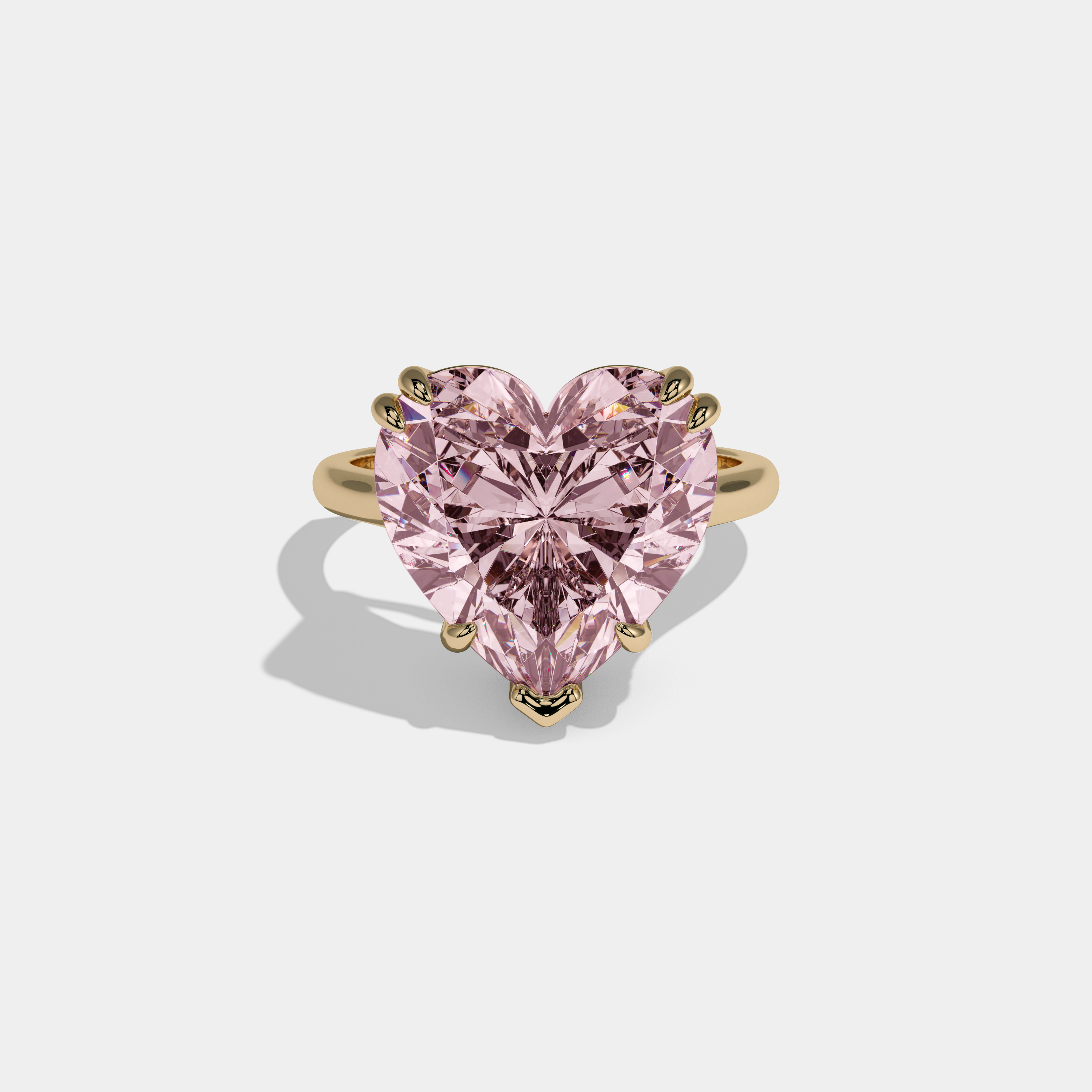 Charlotte Fancy Pink Heart Brilliant Cut Diamond Plain Band Engagement Ring 6ct 18K Yellow Gold