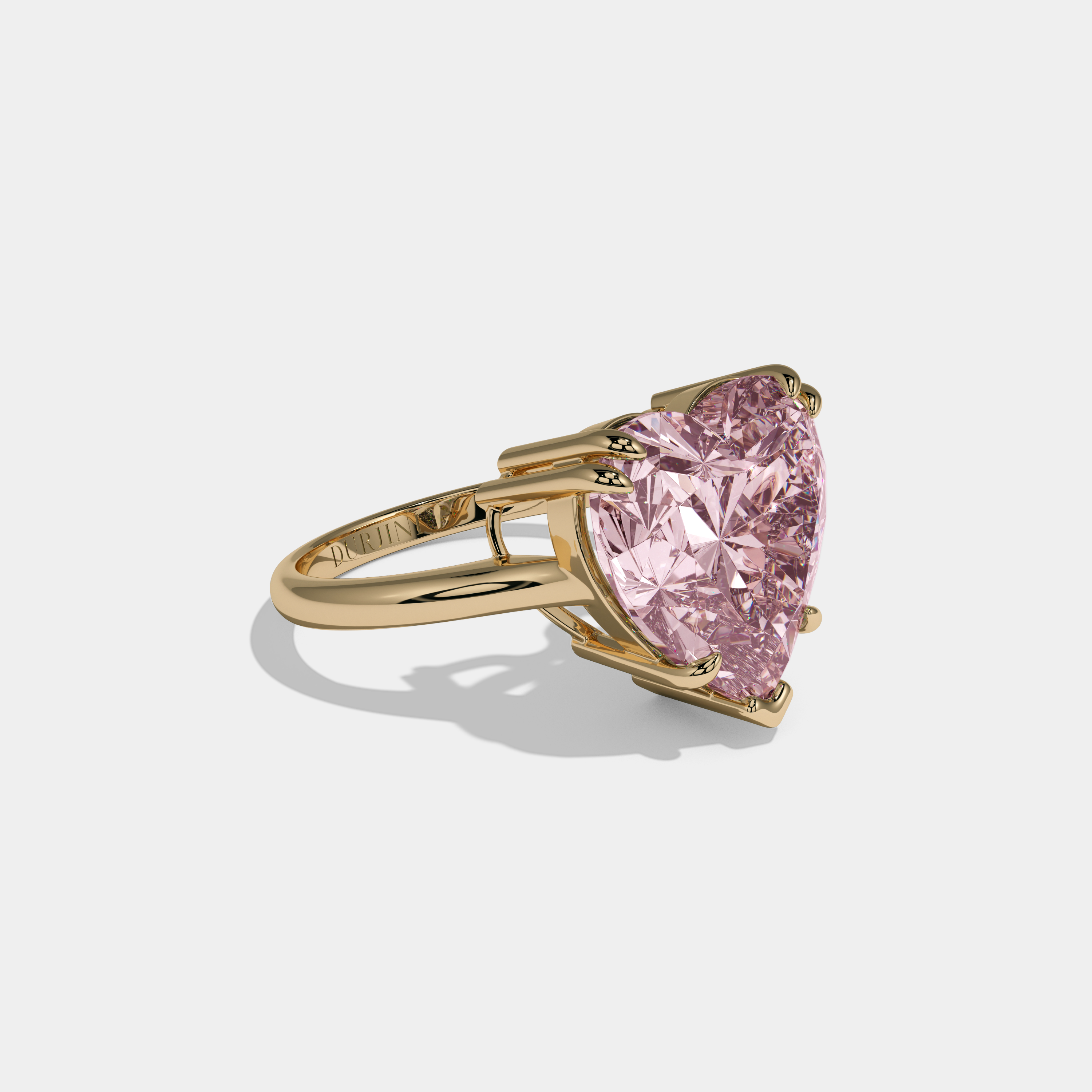 Charlotte Fancy Pink Heart Brilliant Cut Diamond Plain Band Engagement Ring 6ct 18K Yellow Gold