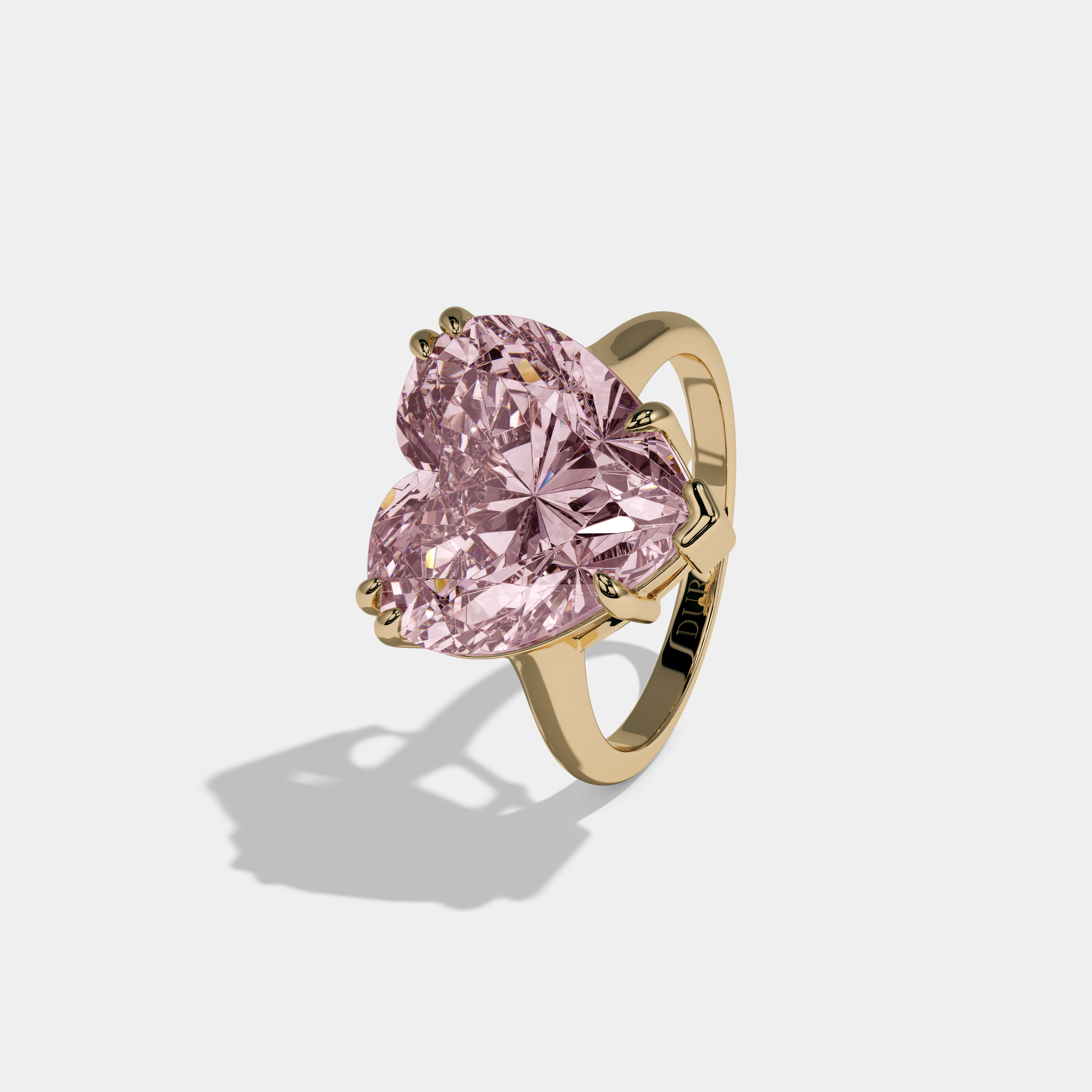 Charlotte Fancy Pink Heart Brilliant Cut Diamond Plain Band Engagement Ring 6ct 18K Yellow Gold