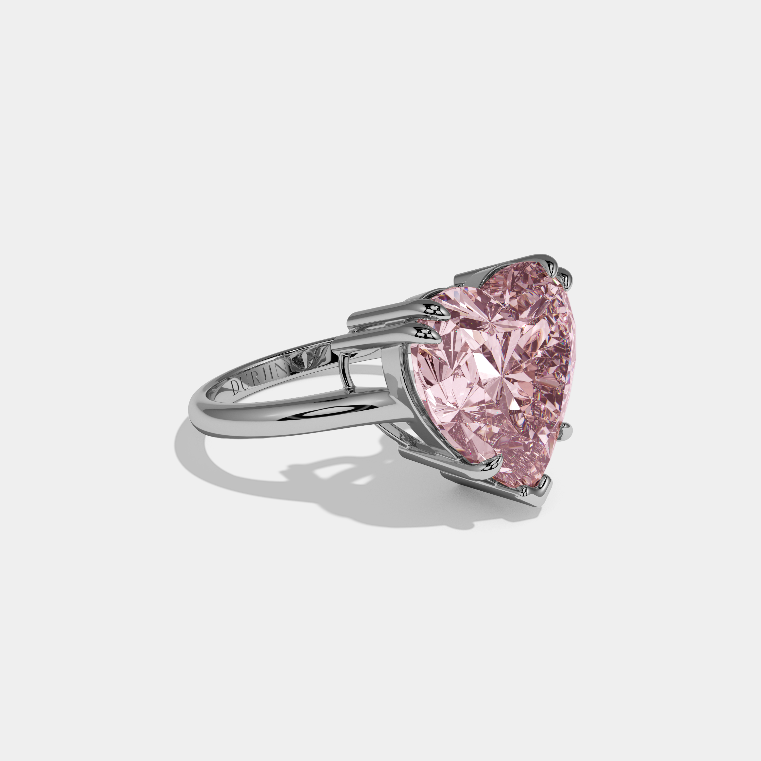 Arabella Fancy Pink Heart Brilliant Cut Diamond Plain Band Engagement Ring 6ct 18K White Gold